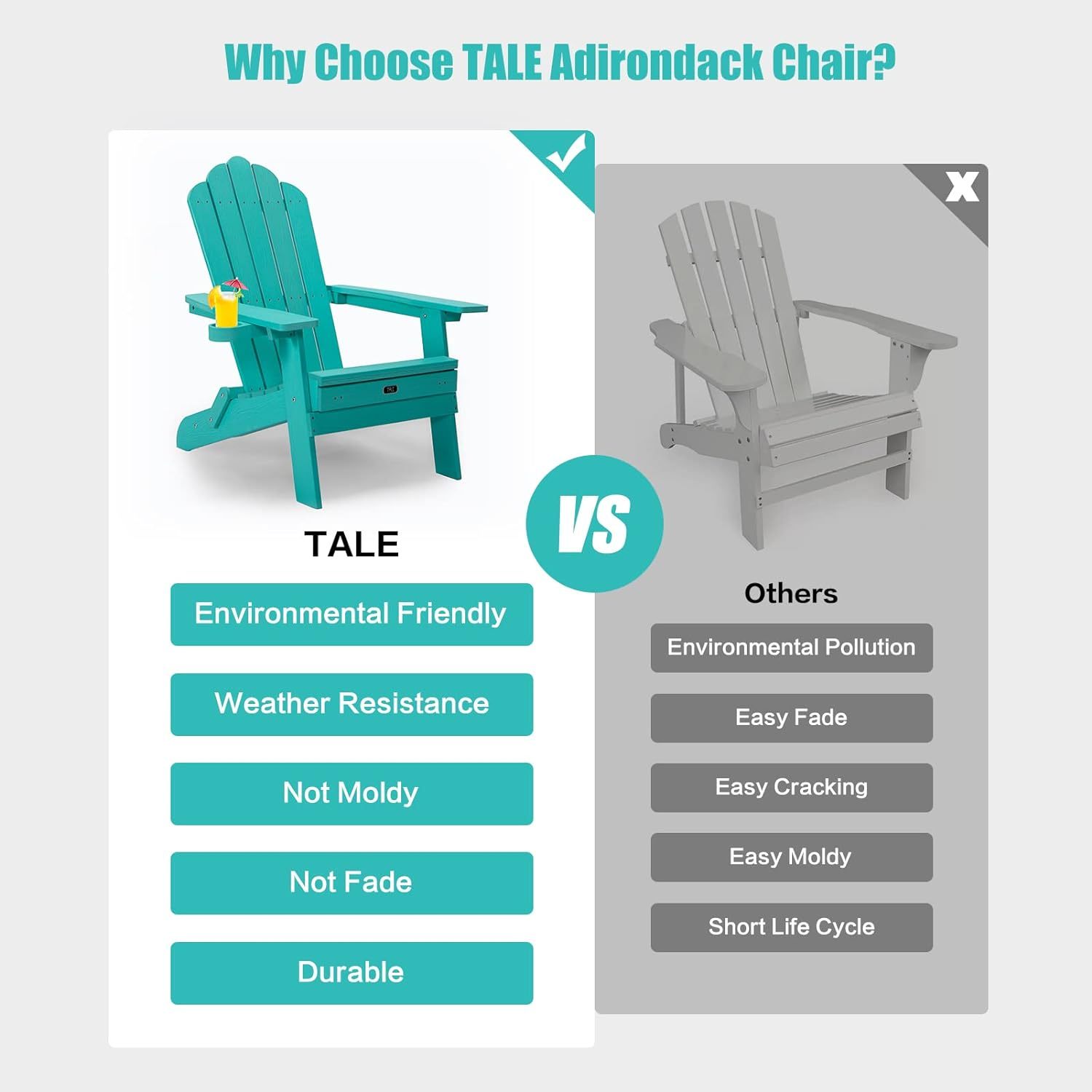TALE 2 Adirondack Chairs Plastic Wood Outdoor Chair Blue