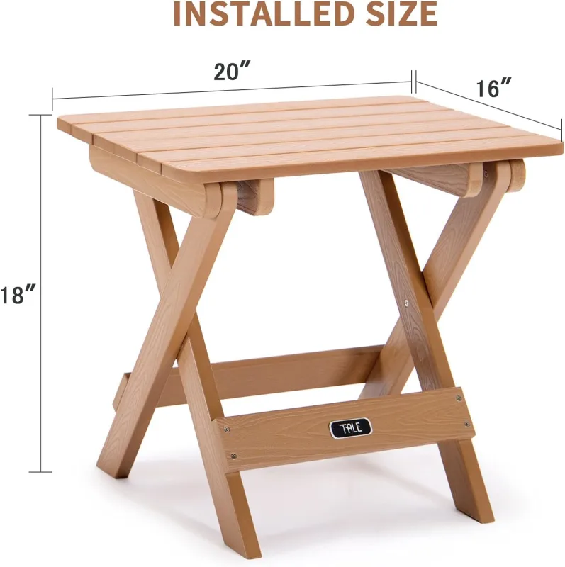 TALE Adirondack Portable Folding Side Table Square Picnics Brown FT01BN