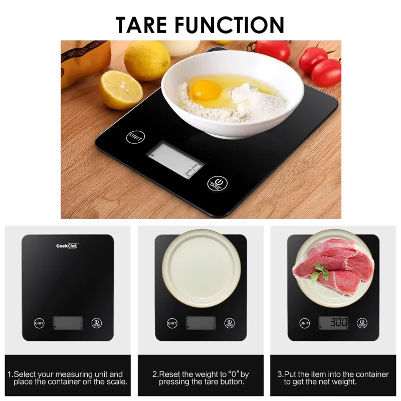 Geek Chef Digital Scale with App1 lb/oz Black Glass