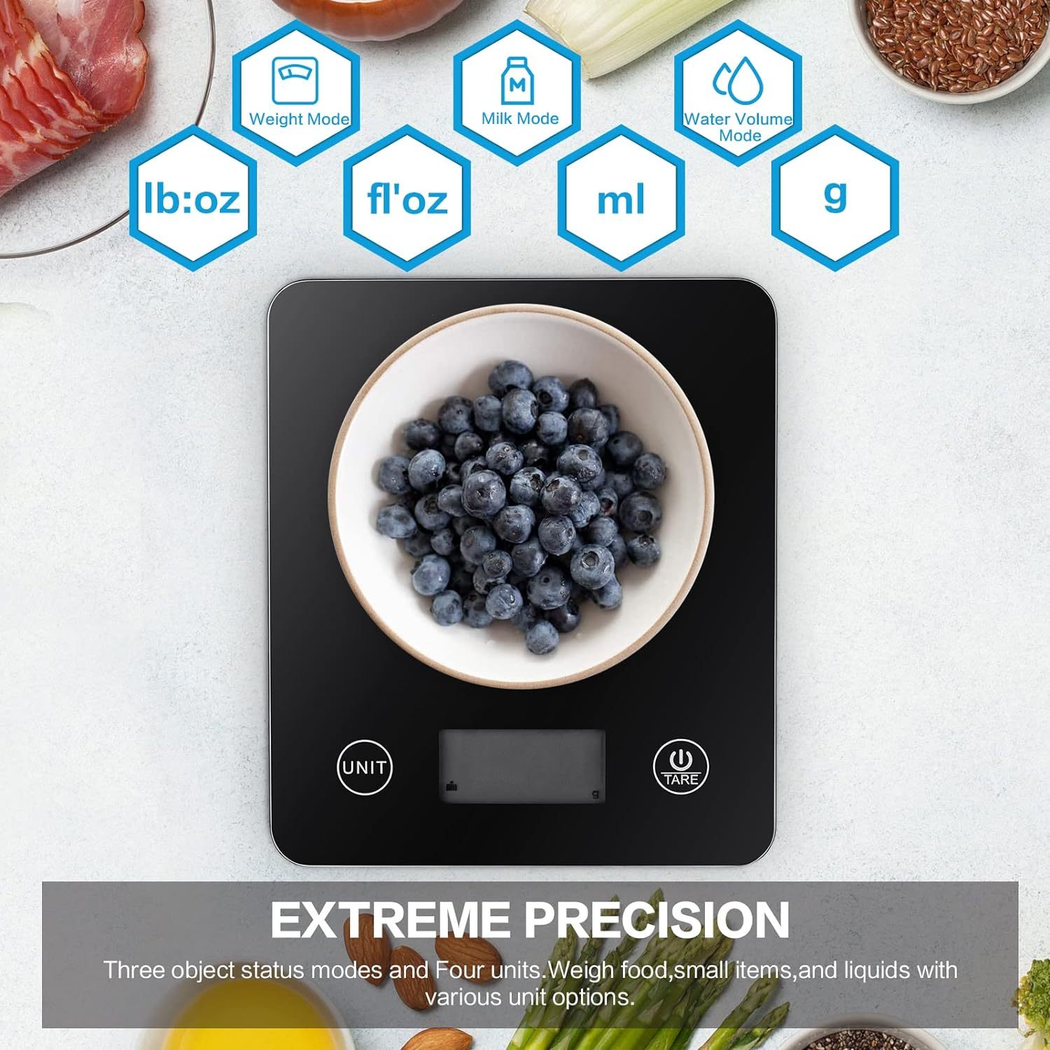 Geek Chef Digital Scale with App1 lb/oz Black Glass