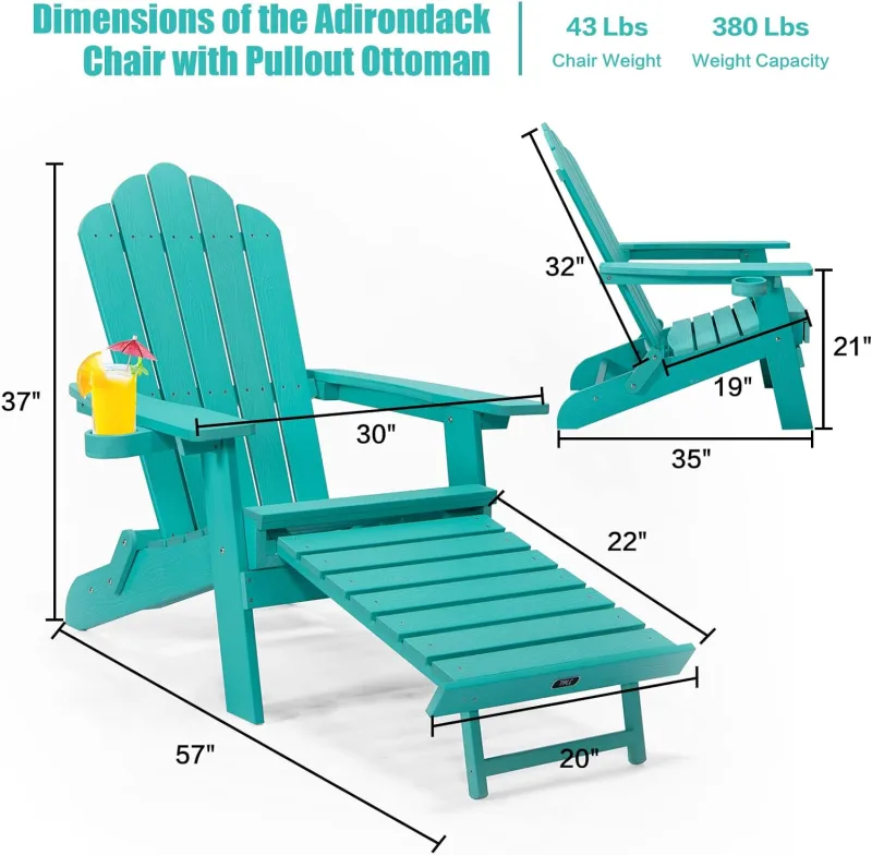 TALE 2 Adirondack Chairs Plastic Wood Outdoor Chair Blue