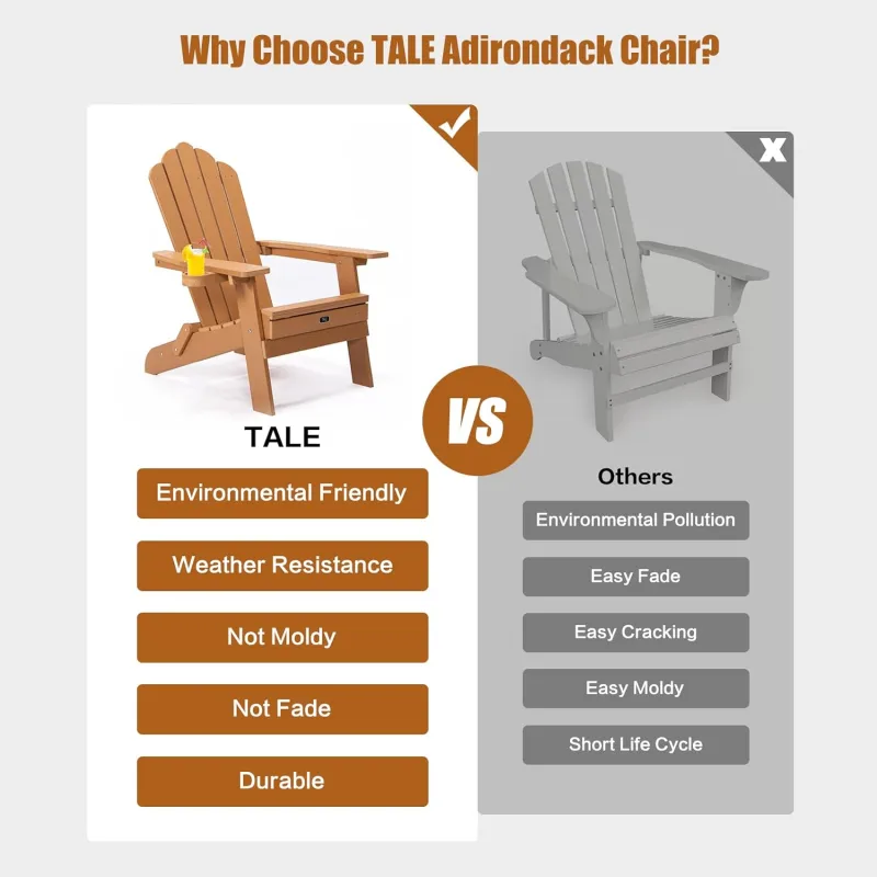TALE Folding Adirondack Chair with Retractable Footrest Brown AC02BN