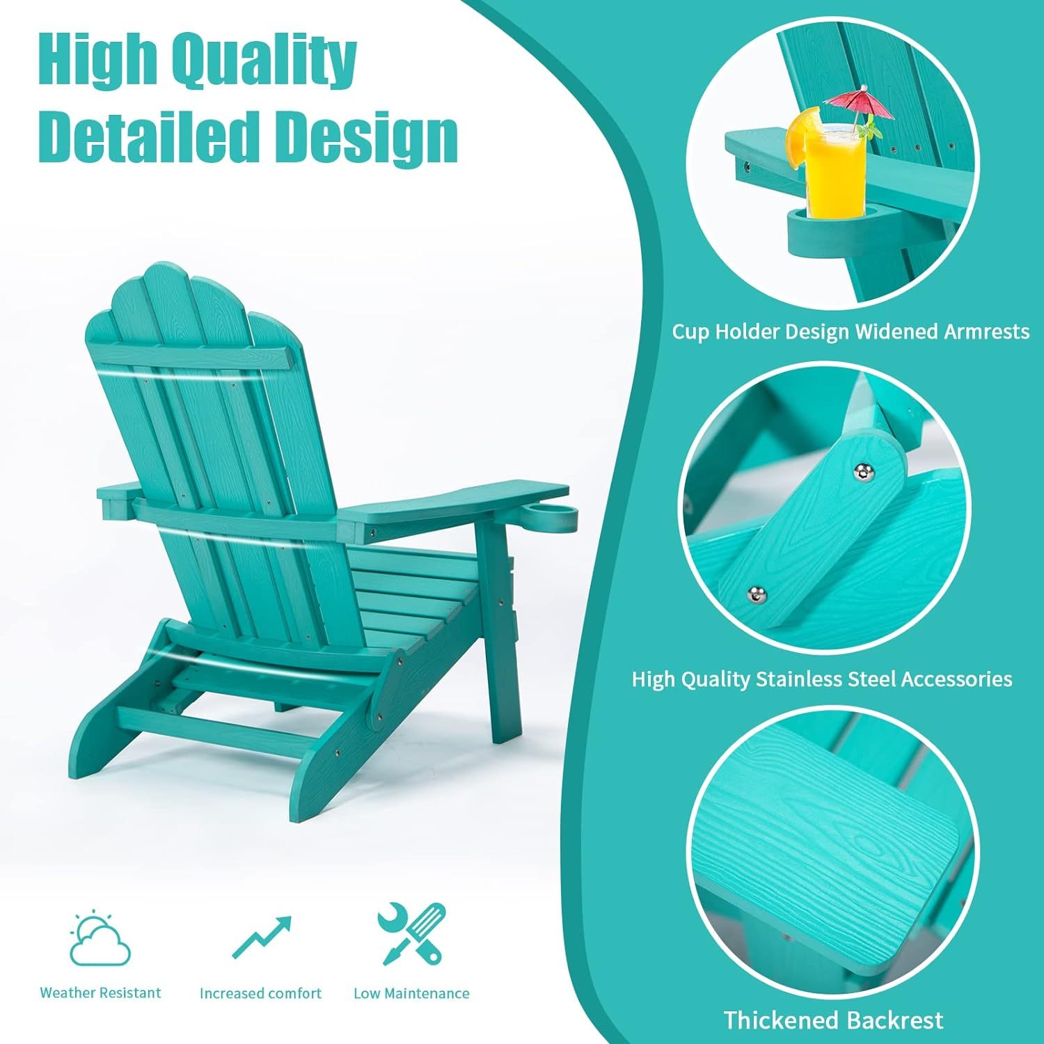 TALE 2 Adirondack Chairs Plastic Wood Outdoor Chair Blue