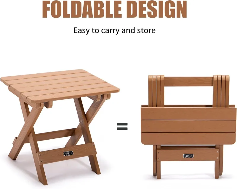 TALE Adirondack Portable Folding Side Table Square Picnics Brown FT01BN