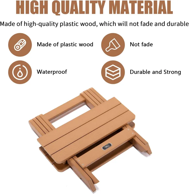 TALE Adirondack Portable Folding Side Table Square Picnics Brown FT01BN