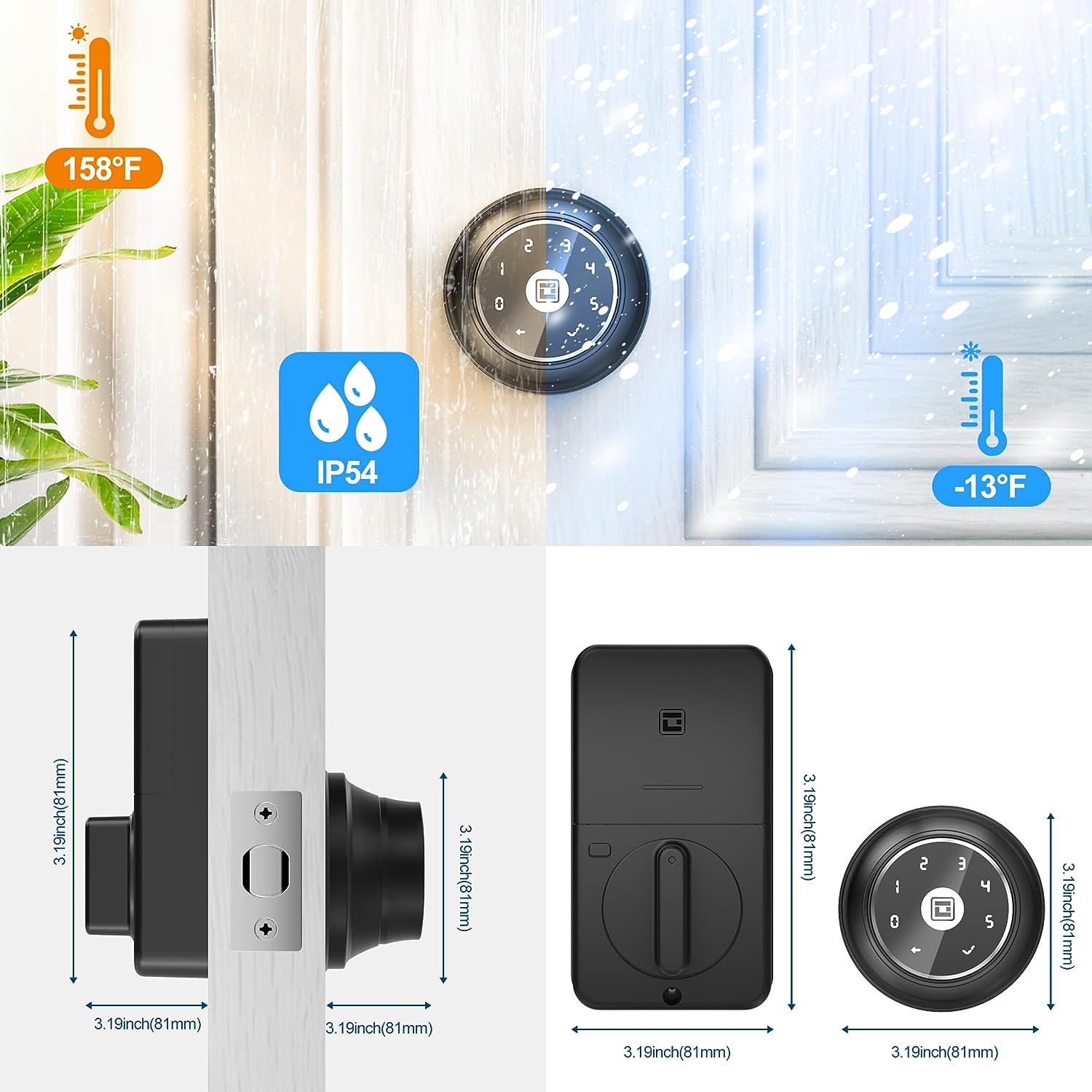 GeekTale Fingerprint Door Lock Set, Fingerprint Door Knob With Keypad ...