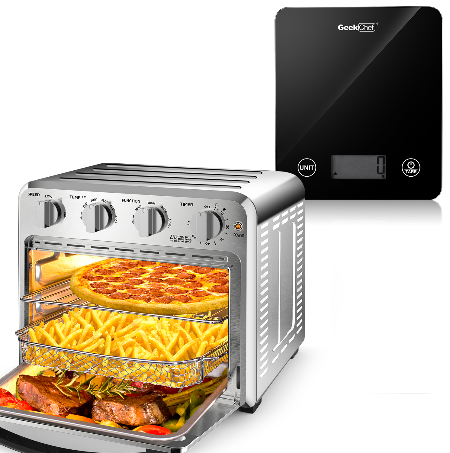 Geek Toaster Geek Chef Air Fryer Toaster Oven Combo,16QT and Geek Chef Smart Digital ...