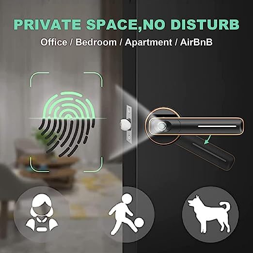 Geek Smart Fingerprint Door Lock Smart Door Lock Biometric Door Knob Keyless Entry Door Locks with Handle for Homes/Apartments/Office/Hotels Black