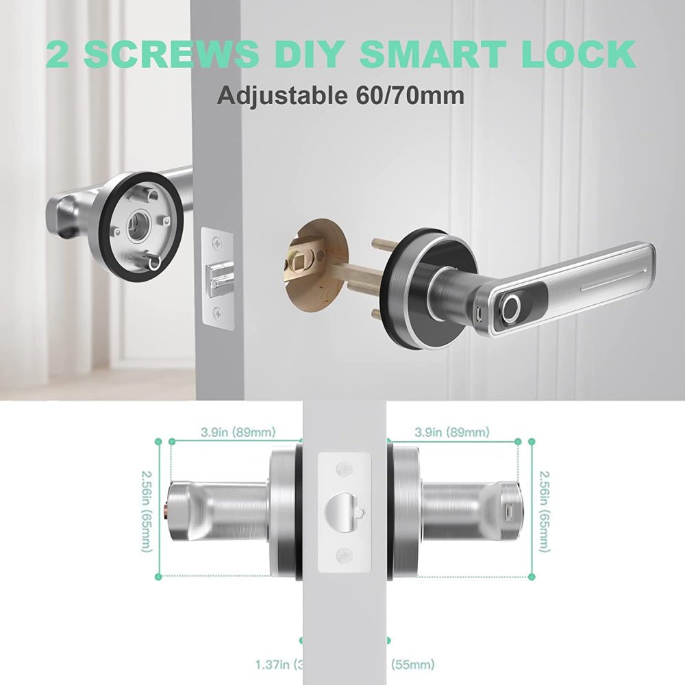 Geek Smart Fingerprint Door Lock Smart Door Lock Biometric Door Knob Keyless Entry Door Locks with Handle for Homes/Apartments/Office/Hotels Black