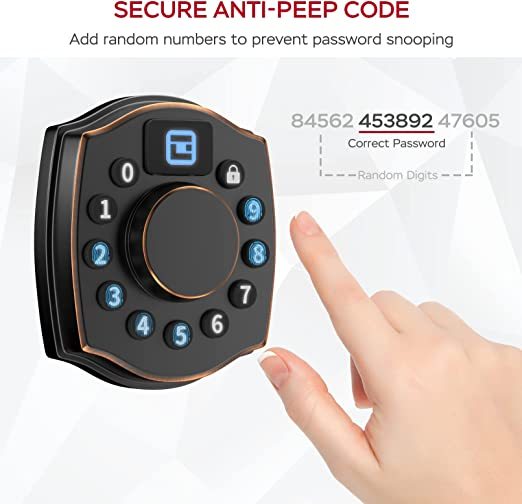 Smart Door Lock, Geek 4-in-1 IP65 Waterproof Anti-Fog Keyless Entry Deadbolt Door Locks with Keypad Remote Control with APP, IC Card, Mechanical Key Low Temperature Start Front Door External Lock