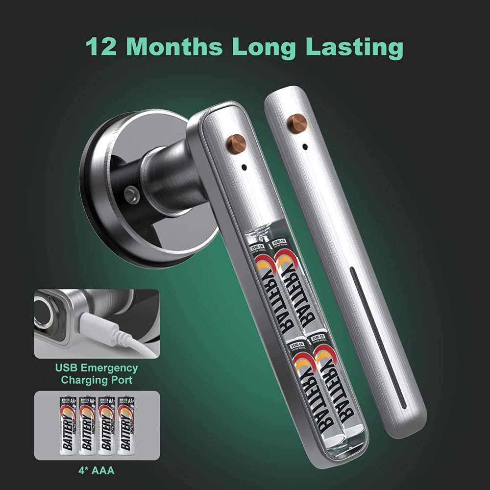 Geek Smart Fingerprint Door Lock Smart Door Lock Biometric Door Knob Keyless Entry Door Locks with Handle for Homes/Apartments/Office/Hotels Black