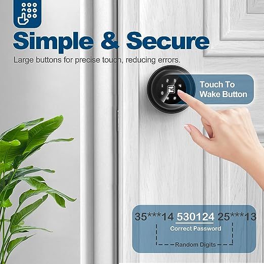 GeekTale Smart Door Knob with Keypad, Smart Door Lock Fingerprint Door Lock with Keypad, App Control, Great Door Lock for Bedrooms,Cloakroom, Apartments Offices,Hotels