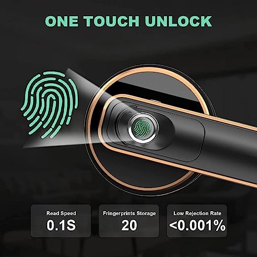 Geek Smart Fingerprint Door Lock Smart Door Lock Biometric Door Knob Keyless Entry Door Locks with Handle for Homes/Apartments/Office/Hotels Black