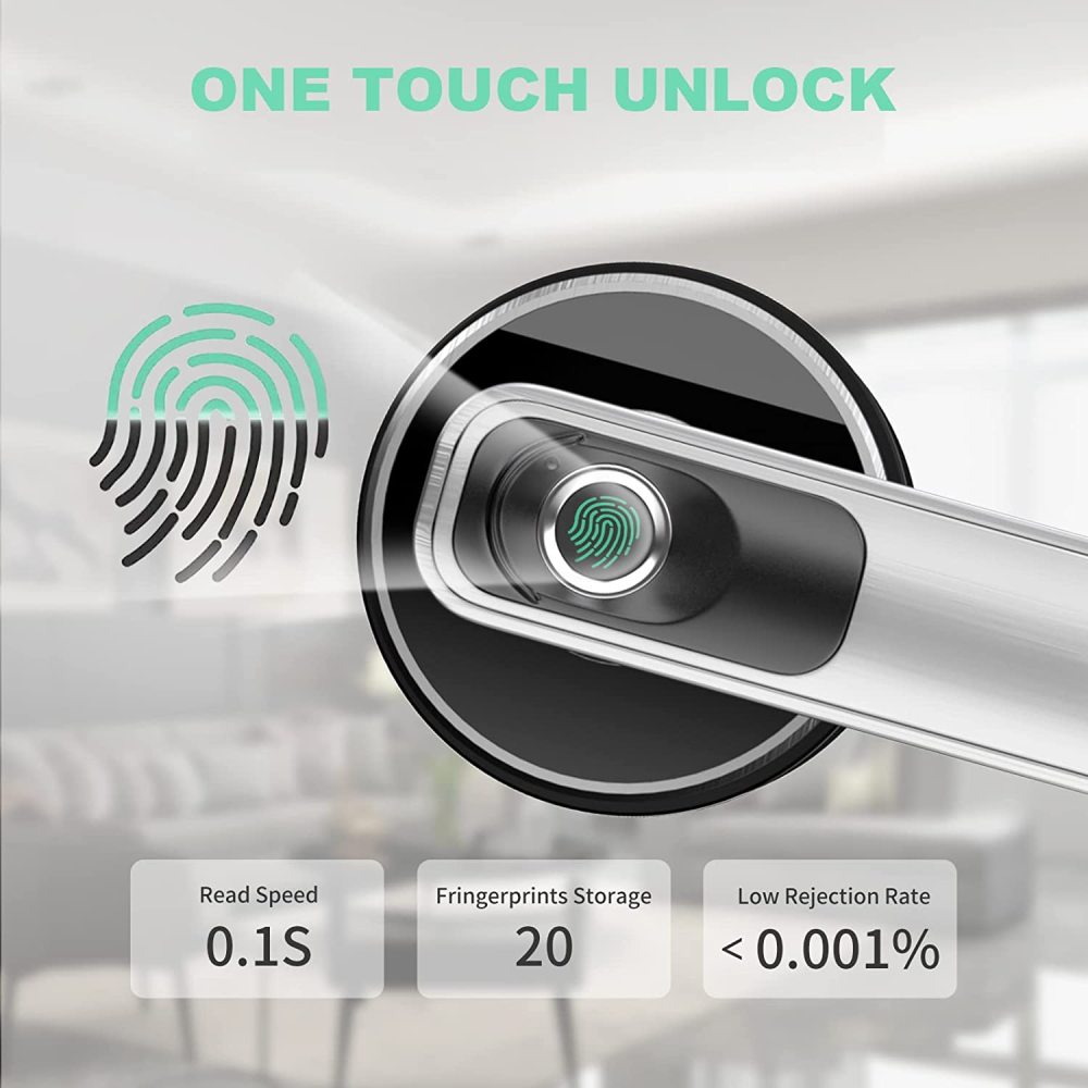 Geek Smart Fingerprint Door Lock Smart Door Lock Biometric Door Knob Keyless Entry Door Locks with Handle for Homes/Apartments/Office/Hotels Black
