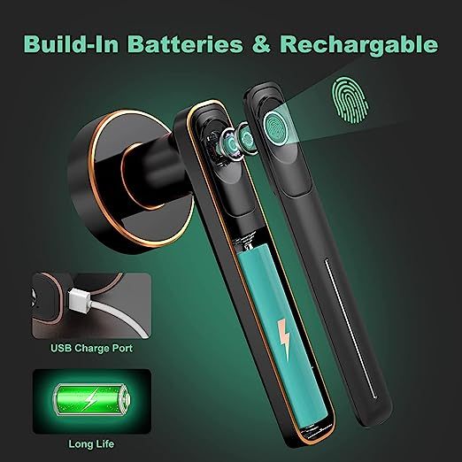 Geek Smart Fingerprint Door Lock Smart Door Lock Biometric Door Knob Keyless Entry Door Locks with Handle for Homes/Apartments/Office/Hotels Black