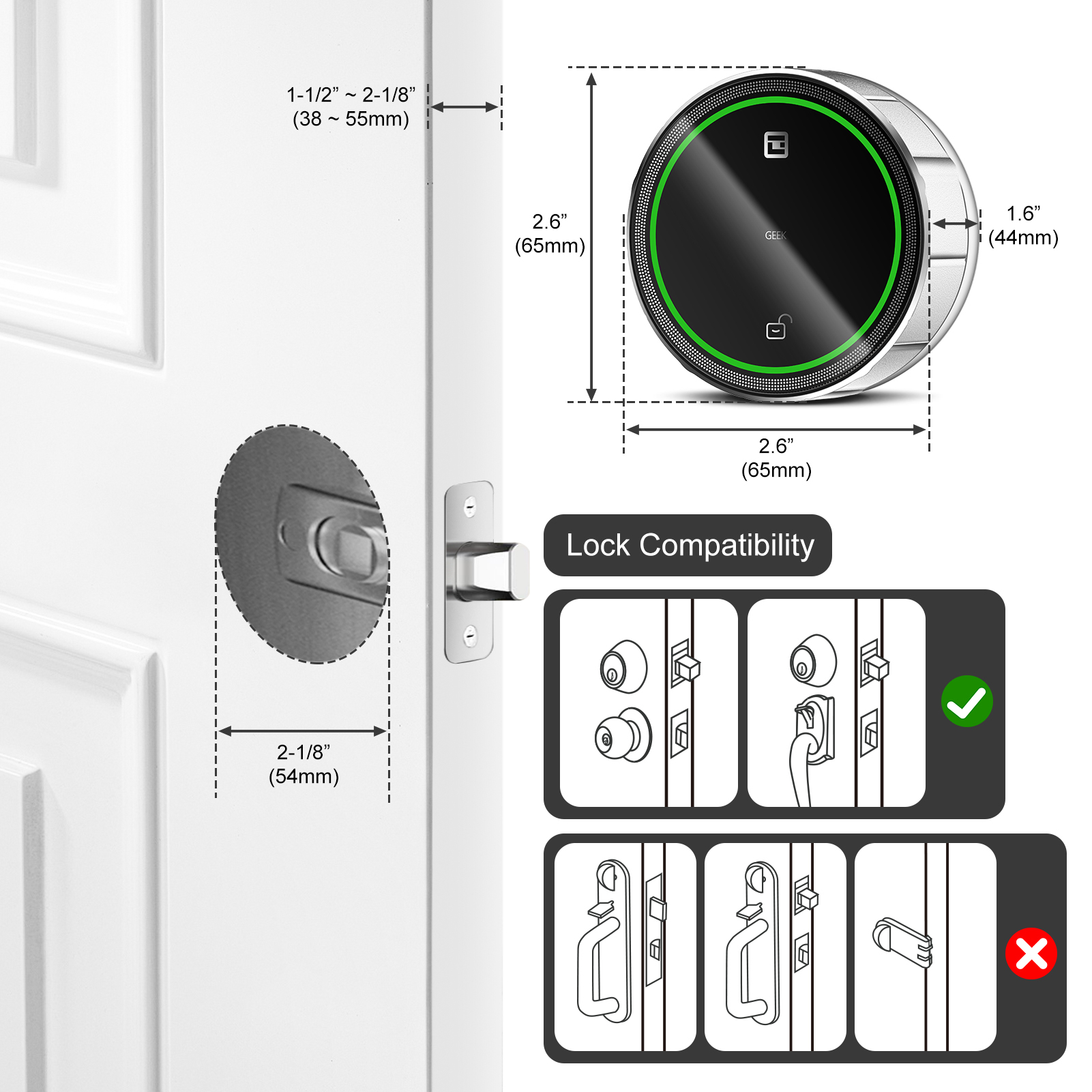 GeekTale Smart Lock, Bluethooth Deadbolt Lock, Work with Your Existing Deadbolt Lock, Keyless Entry Door Lock, Smart Deadbolt Lock, Approach Lock Bluetooth Triggers Auto Unlock As You Approach