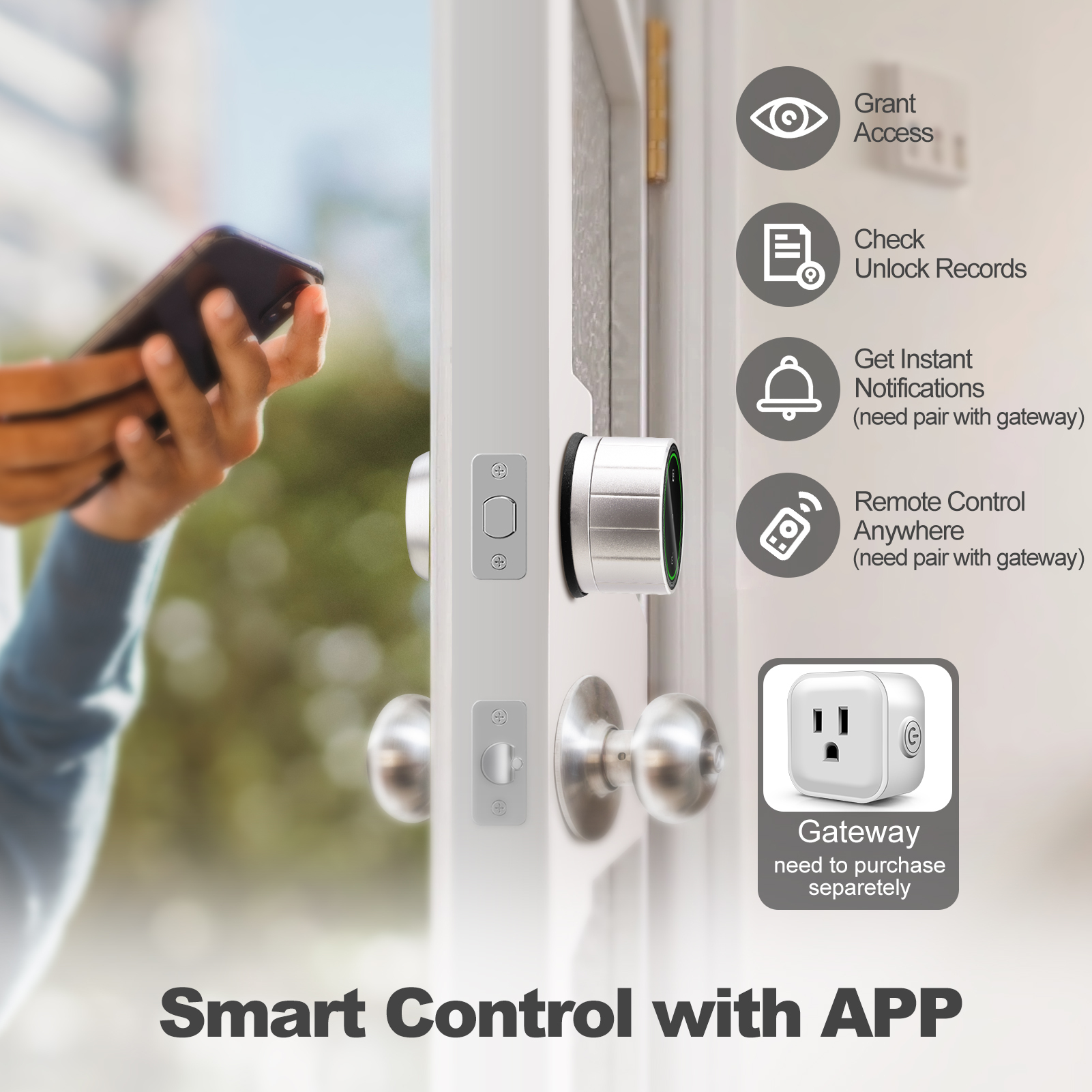 GeekTale Smart Lock, Bluethooth Deadbolt Lock, Work with Your Existing Deadbolt Lock, Keyless Entry Door Lock, Smart Deadbolt Lock, Approach Lock Bluetooth Triggers Auto Unlock As You Approach