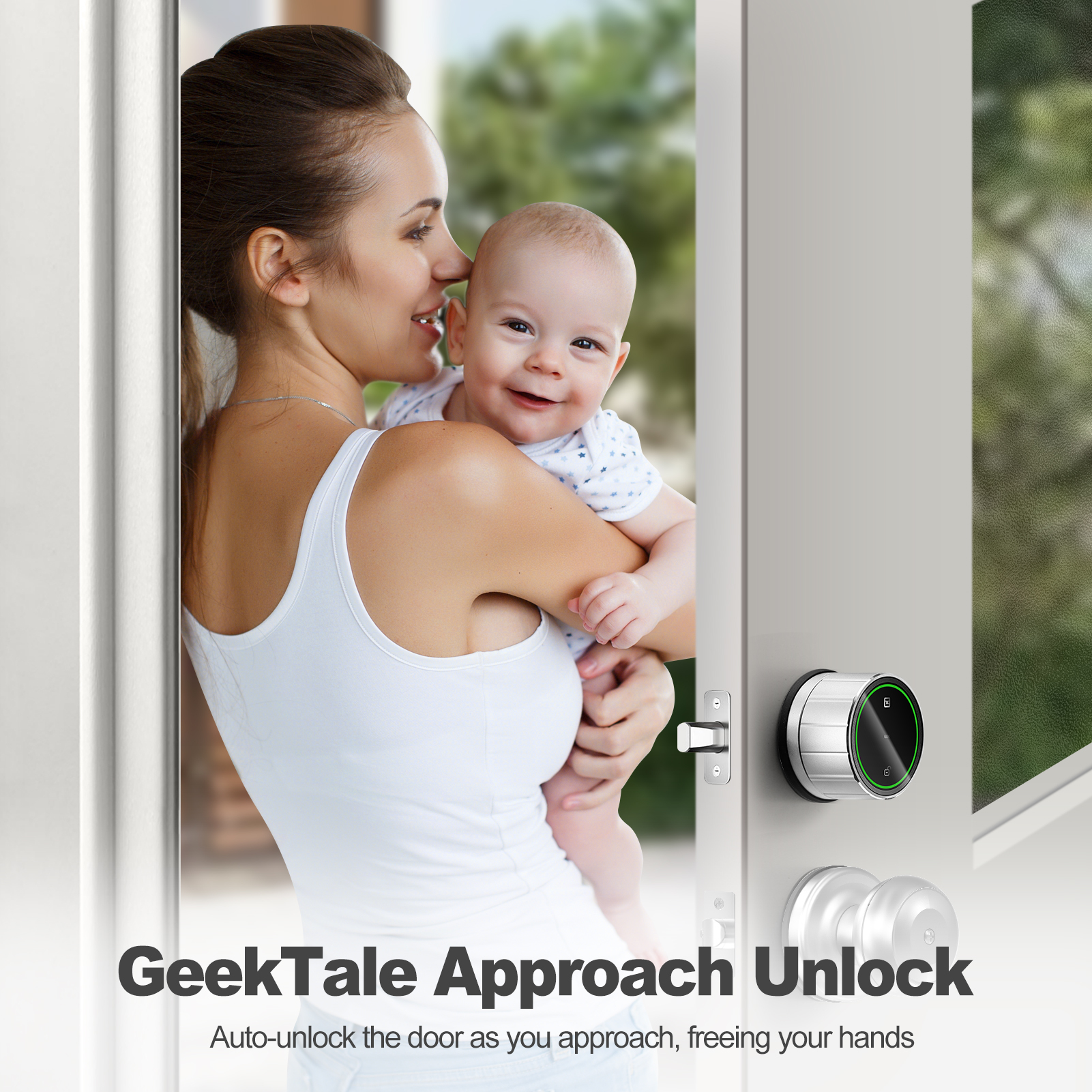 GeekTale Smart Lock, Bluethooth Deadbolt Lock, Work with Your Existing Deadbolt Lock, Keyless Entry Door Lock, Smart Deadbolt Lock, Approach Lock Bluetooth Triggers Auto Unlock As You Approach