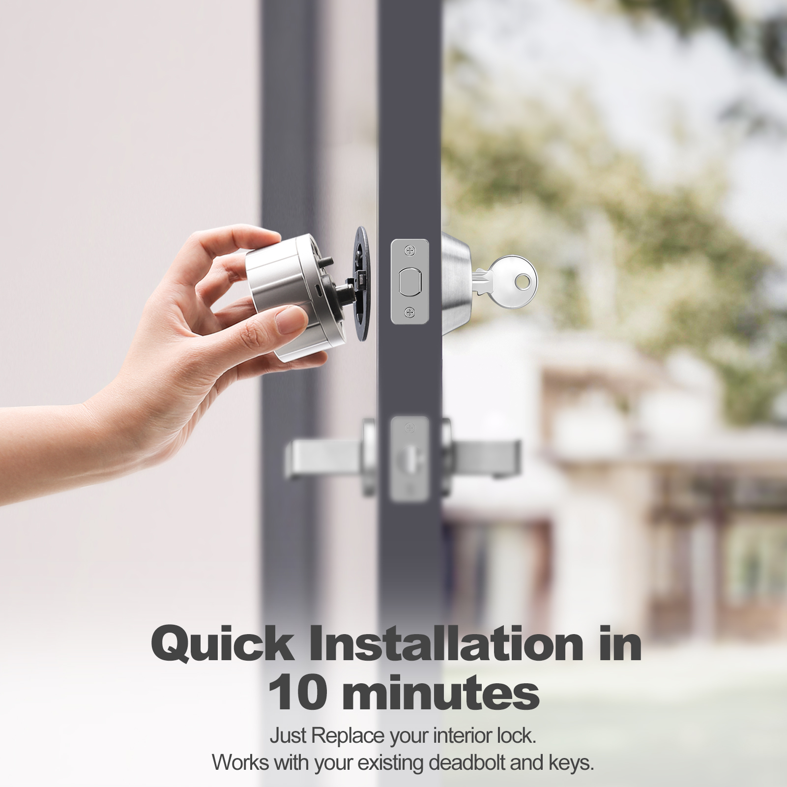 GeekTale Smart Lock, Bluethooth Deadbolt Lock, Work with Your Existing Deadbolt Lock, Keyless Entry Door Lock, Smart Deadbolt Lock, Approach Lock Bluetooth Triggers Auto Unlock As You Approach