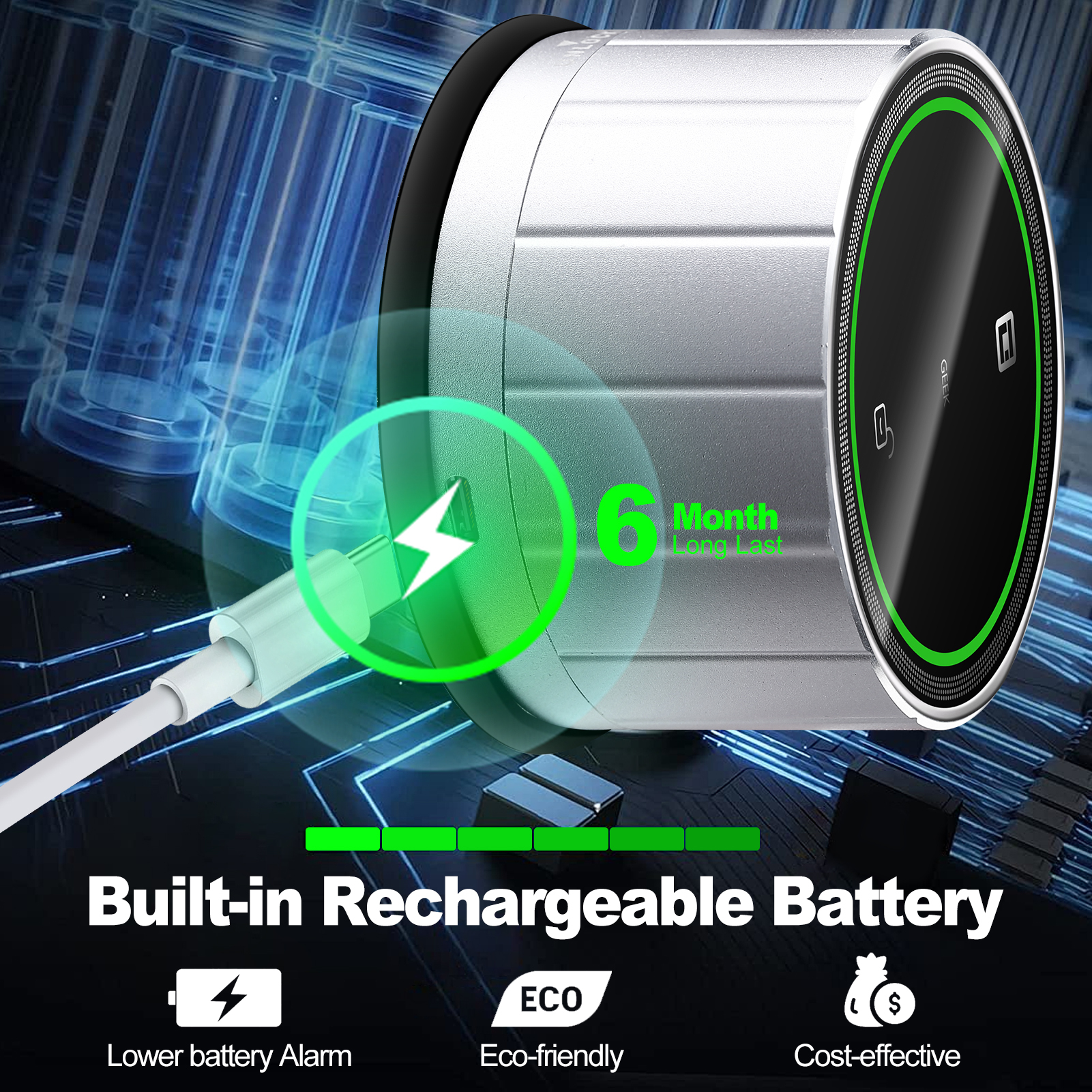 GeekTale Smart Lock, Bluethooth Deadbolt Lock, Work with Your Existing Deadbolt Lock, Keyless Entry Door Lock, Smart Deadbolt Lock, Approach Lock Bluetooth Triggers Auto Unlock As You Approach