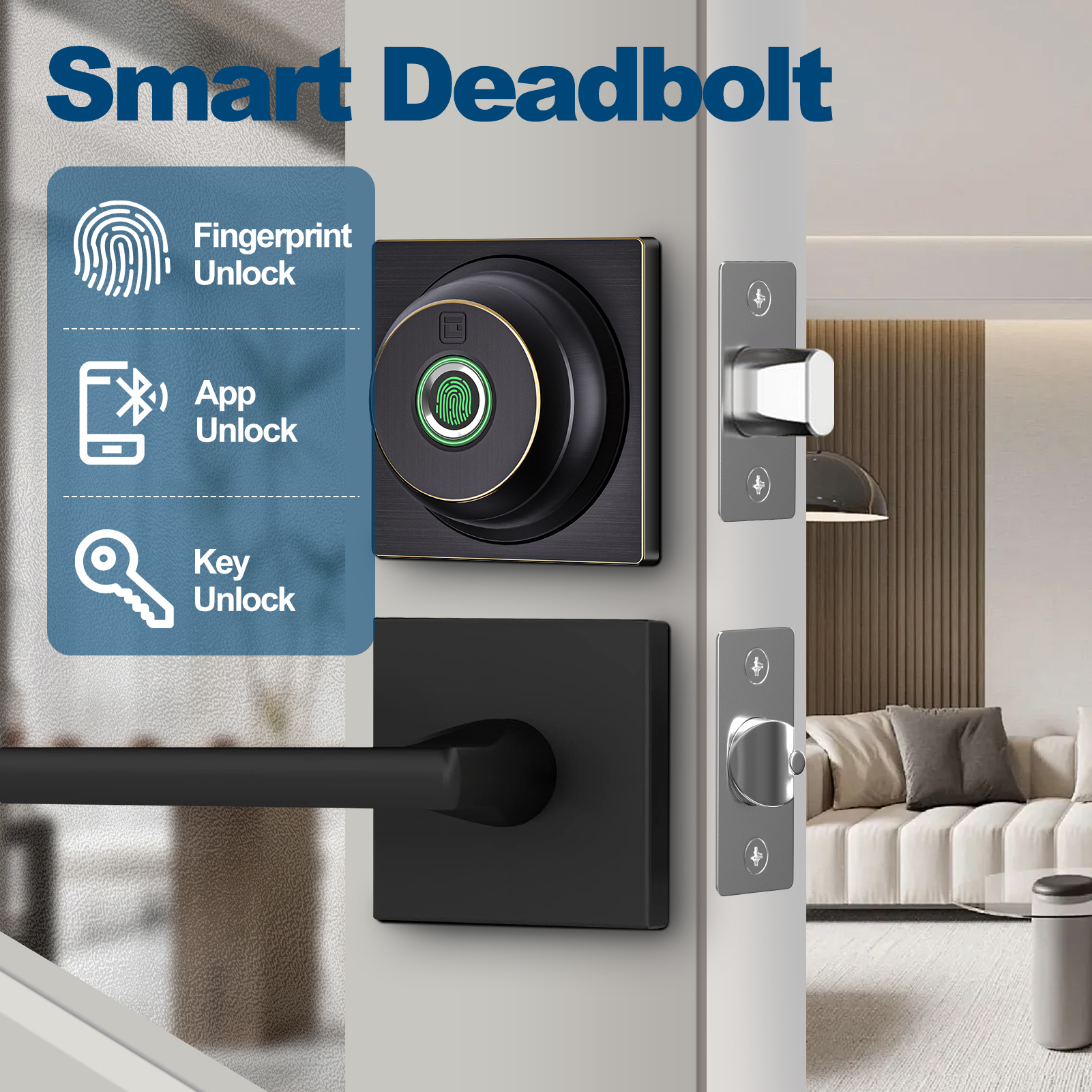 GeekTale Smart Deadbolt Lock, Fingerprint Deadbolt with App  RD02-B1