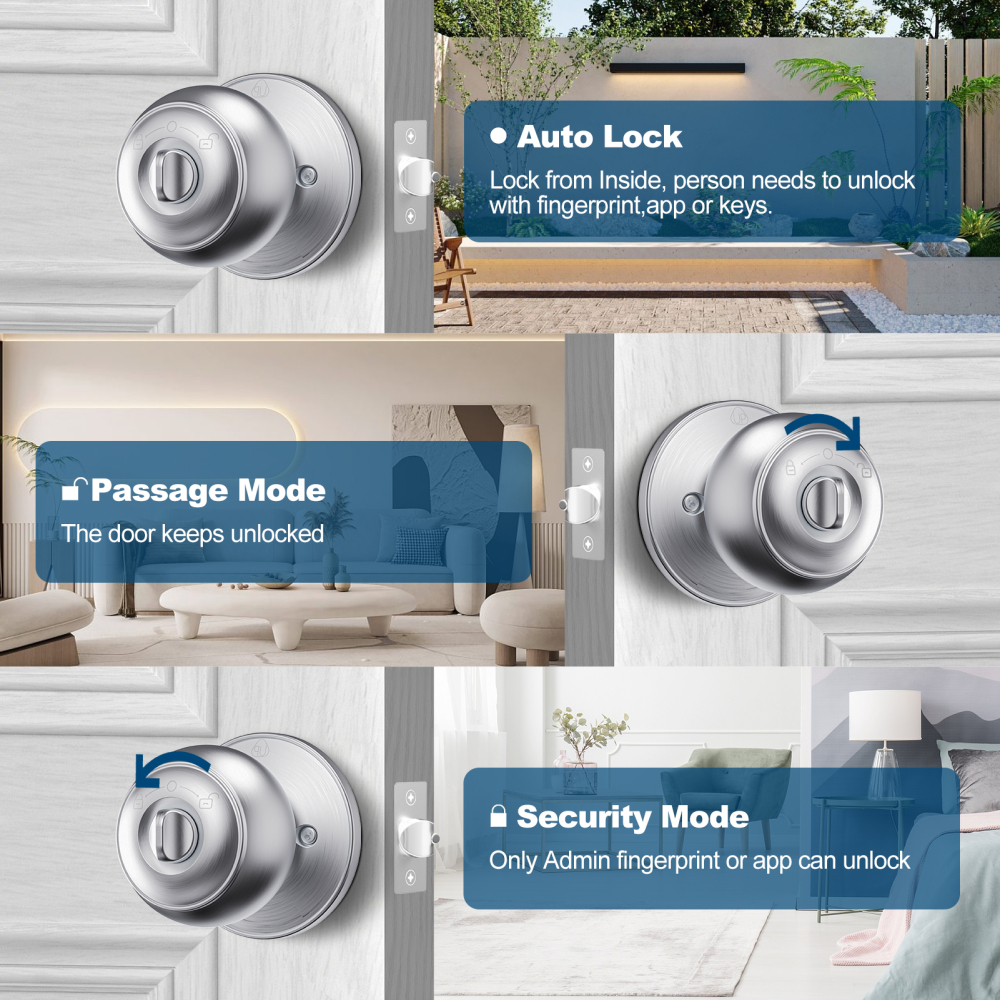 GeekTale Fingerprint Door Knob 3in1 Lock Smart Knob K12-S