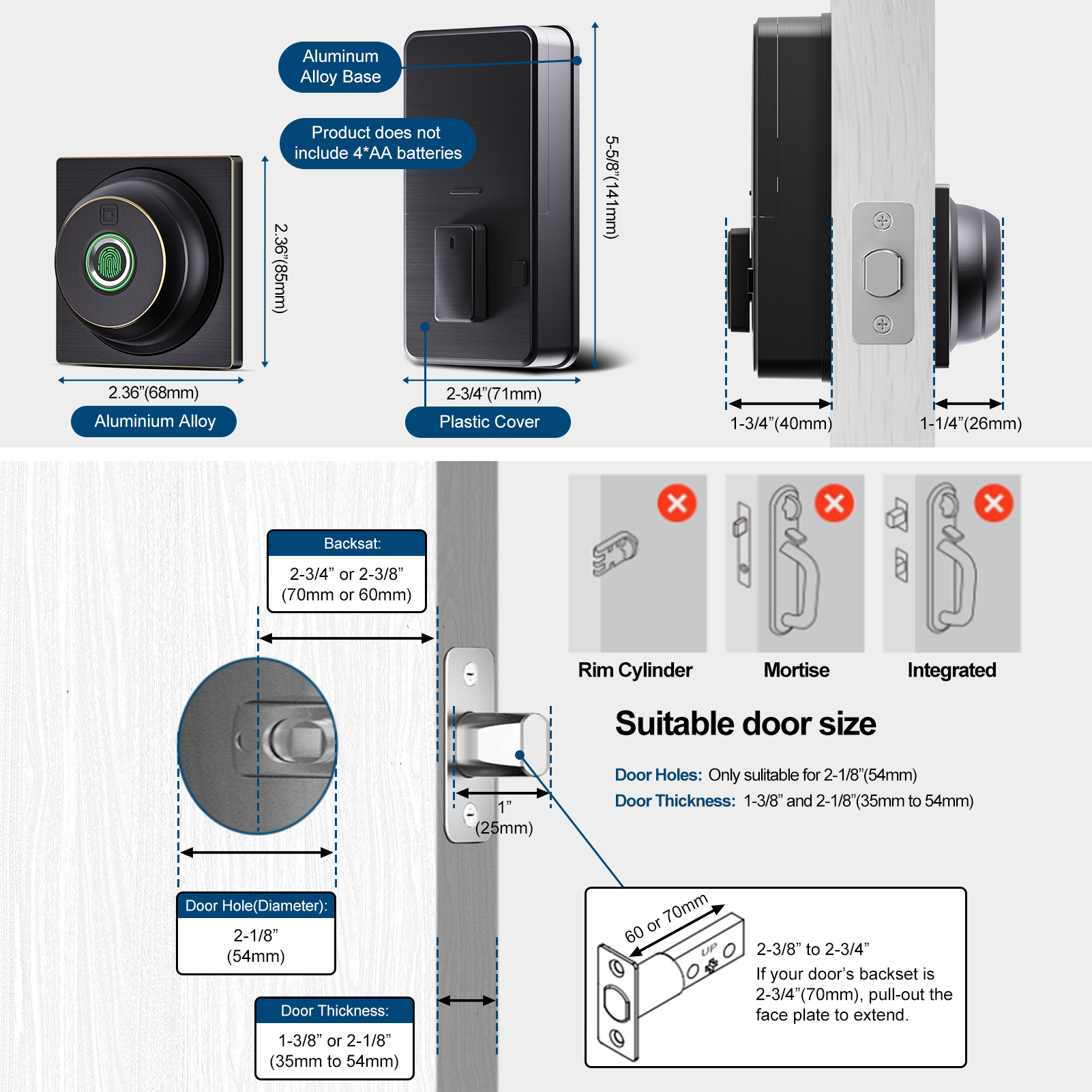 GeekTale Smart Deadbolt Lock, Fingerprint Deadbolt with App  RD02-B1