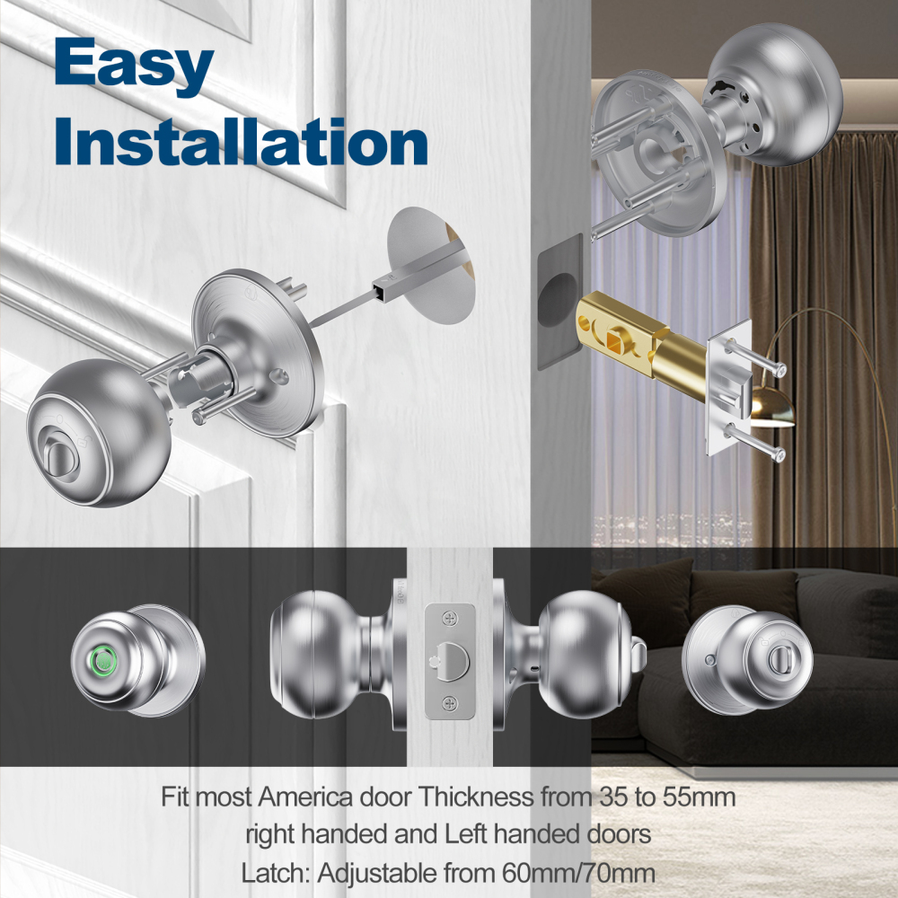 GeekTale Fingerprint Door Knob 3in1 Lock Smart Knob K12-S