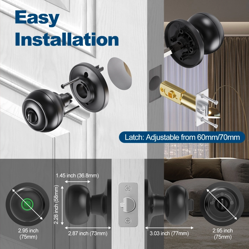GeekTale Fingerprint Door Knob Lock Mode 3in1 K13
