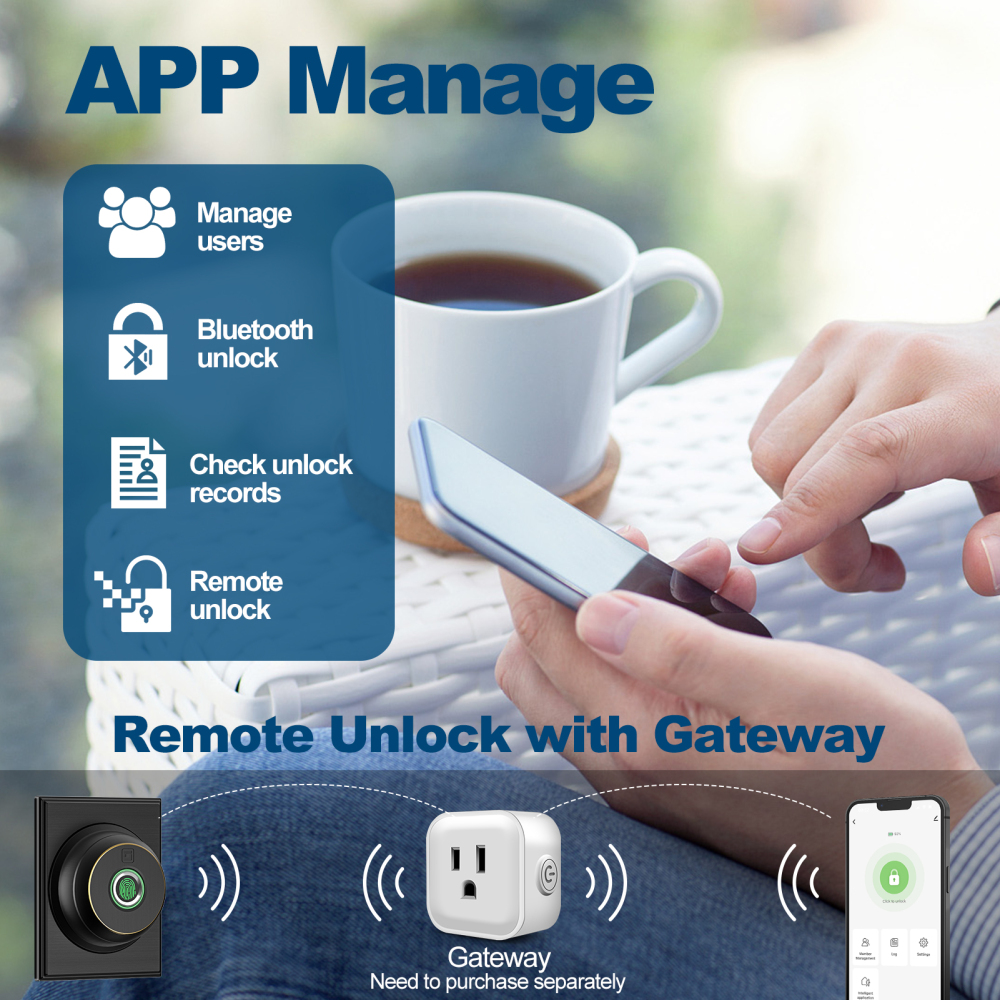 GeekTale Smart Deadbolt Lock, Fingerprint Deadbolt with App  RD02-B2