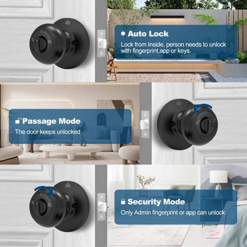 GeekTale Fingerprint Door Knob Lock Mode 3in1 K13