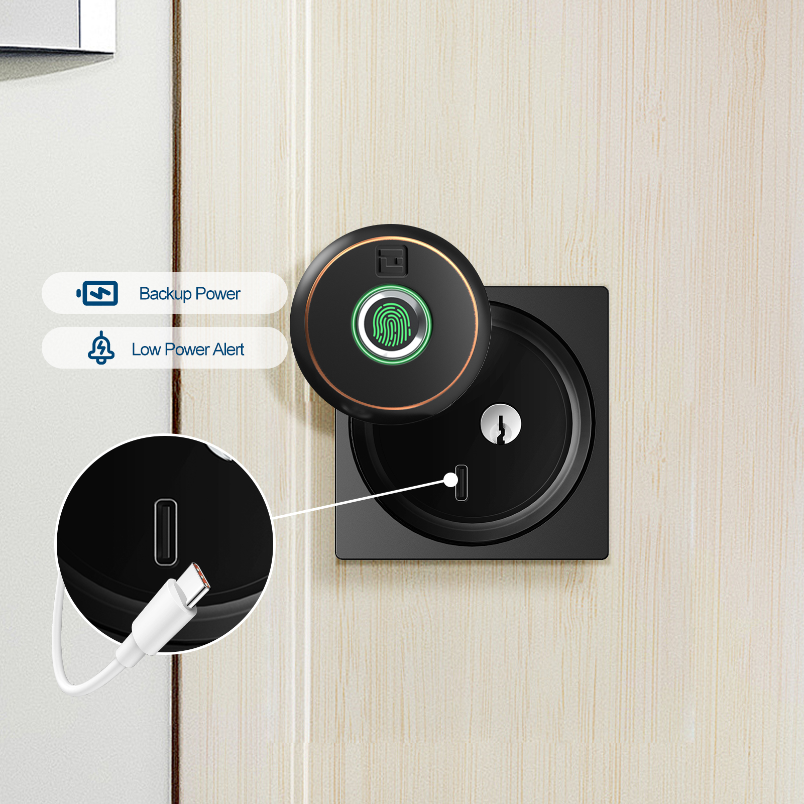 GeekTale Smart Deadbolt Lock, Fingerprint Deadbolt with App  RD02-B1