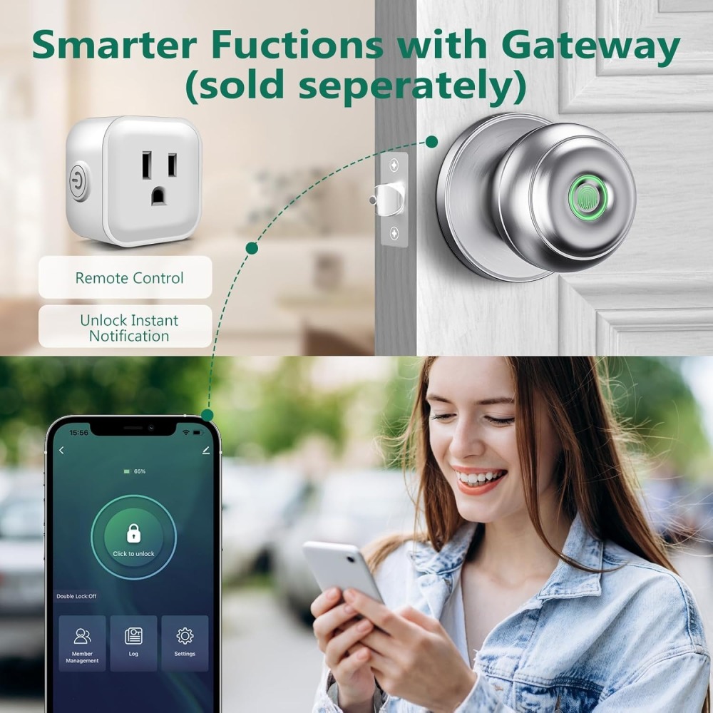 GeekTale Fingerprint Door Lock for Bedrooms, Fingerprint Door Knob with Lock K11-S
