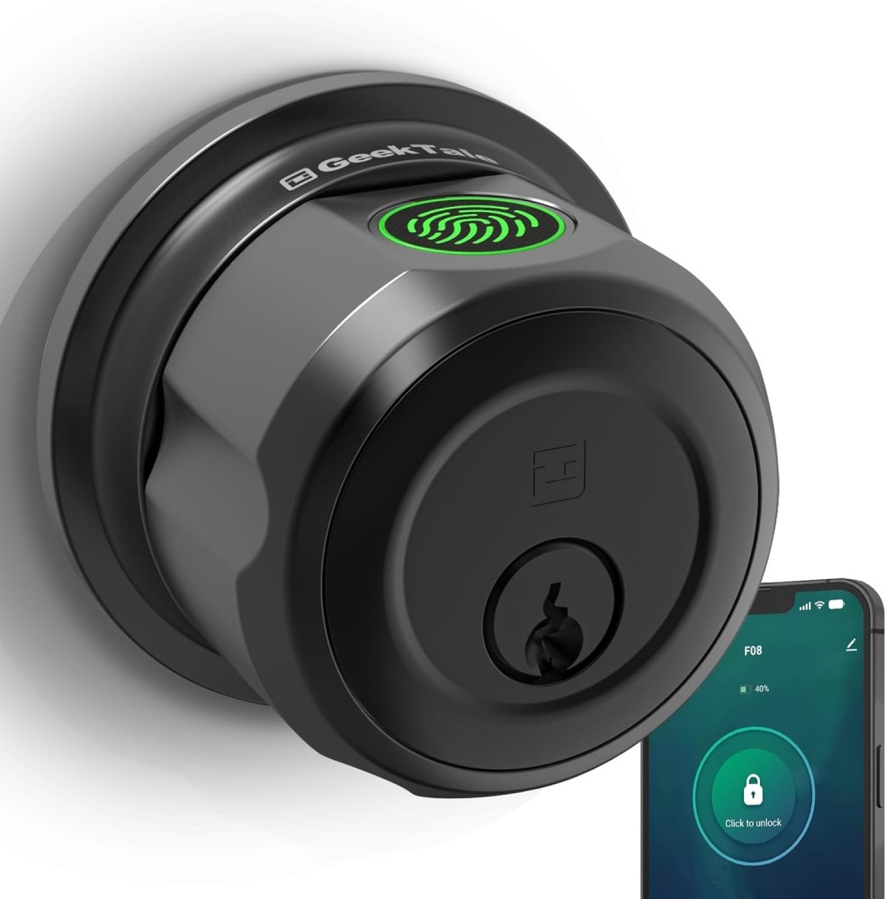GeekTale Fingerprint Deadbolt, Fingerprint Door Knob, Smart Deadbolt Lock, Smart Door Lock F08