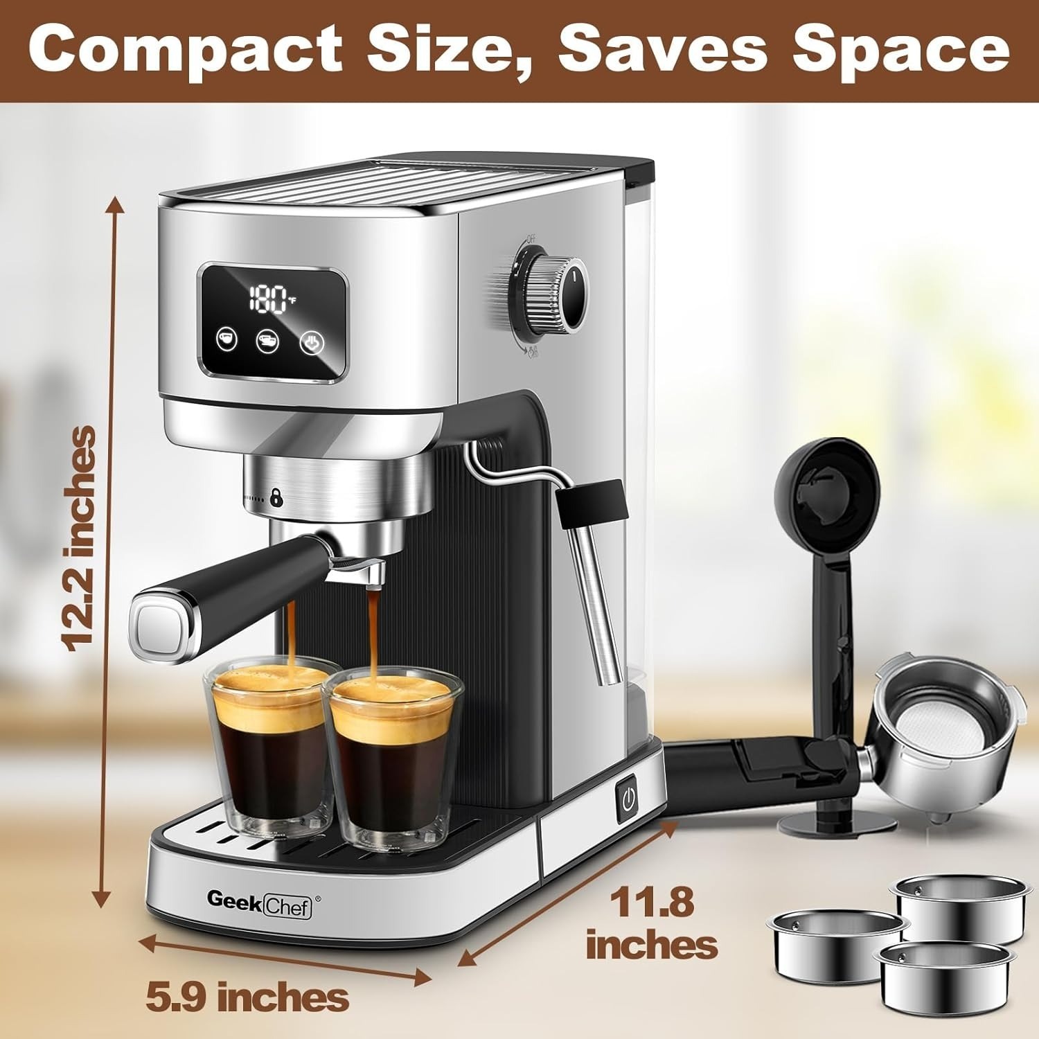 Geek Chef 20 Bar Espresso Machine, Fast Heating, Latte & Cappuccino Maker GCF20H