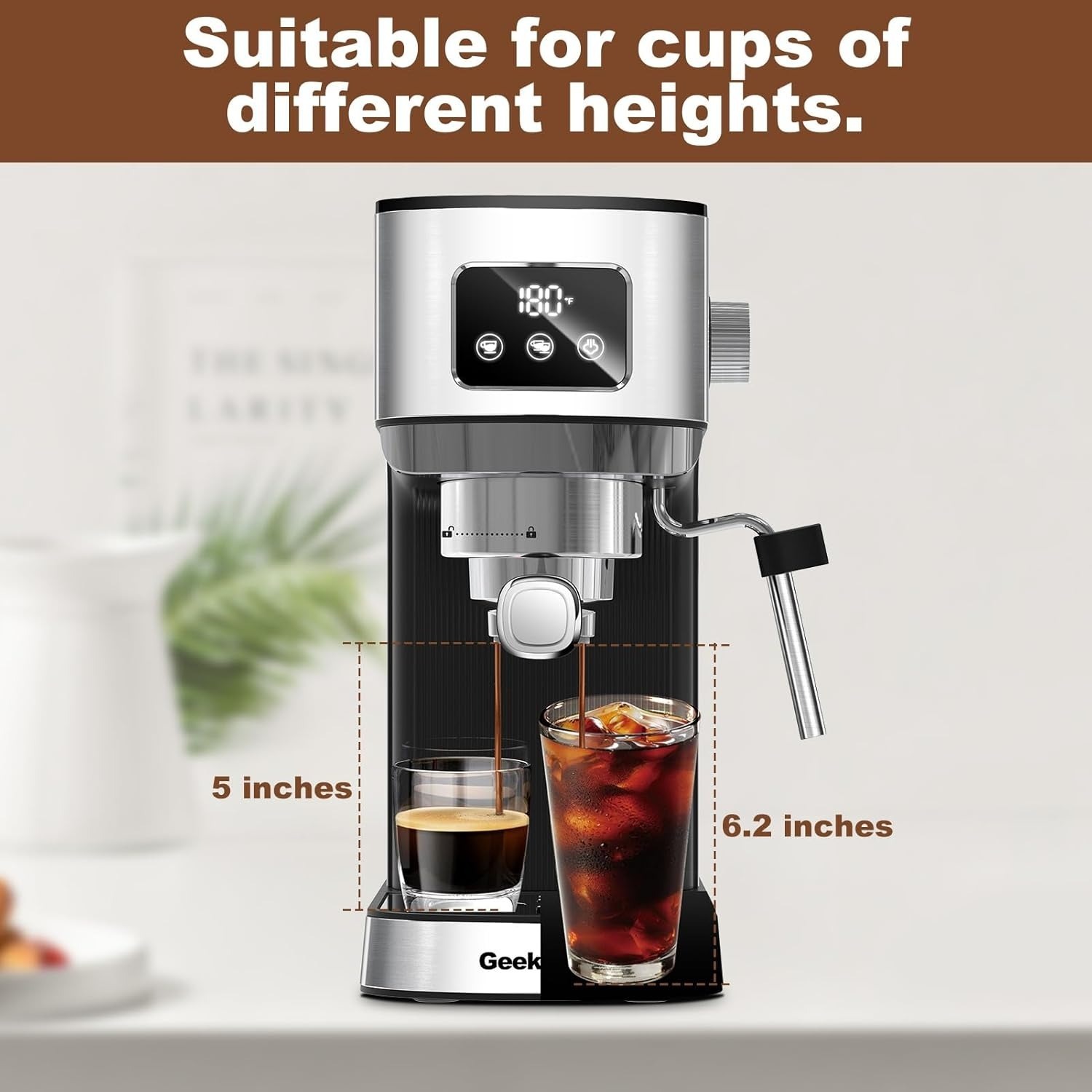Geek Chef 20 Bar Espresso Machine, Fast Heating, Latte & Cappuccino Maker GCF20H