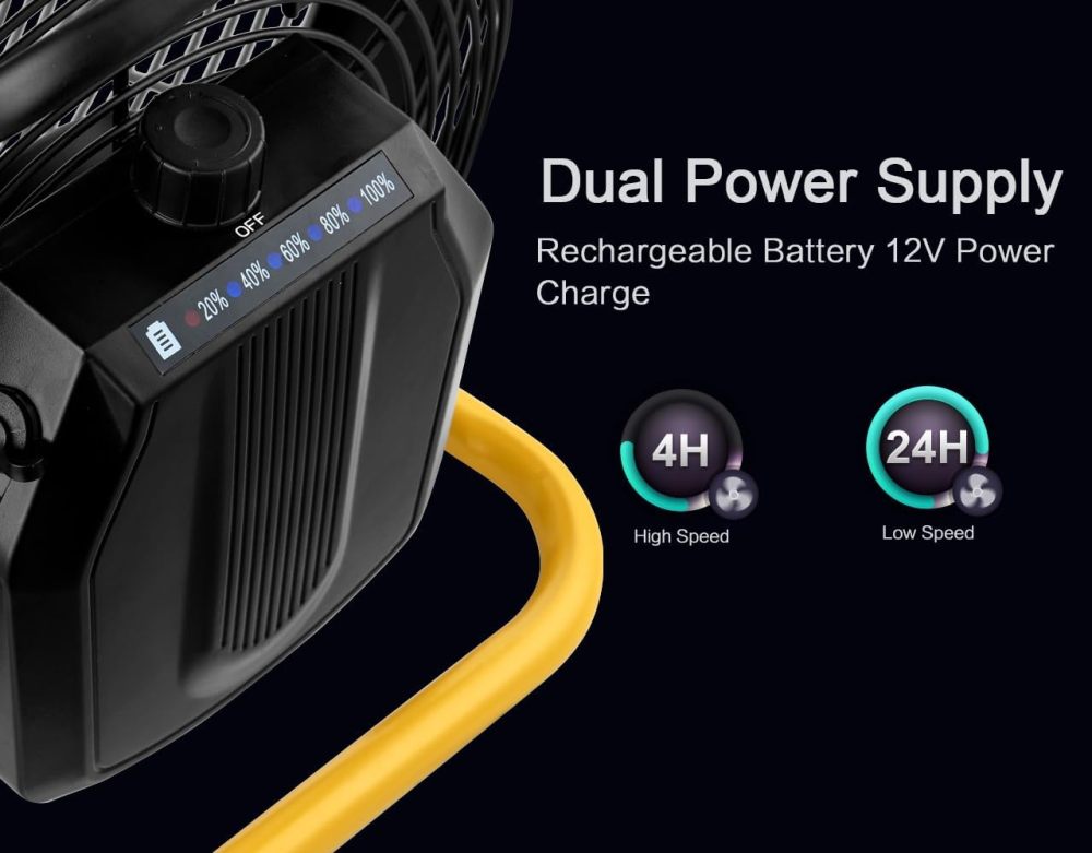 Geek Aire 12" Portable Battery Fan, 360° Tilt, 24h Run Time, for Camping & Travel CF1SEB