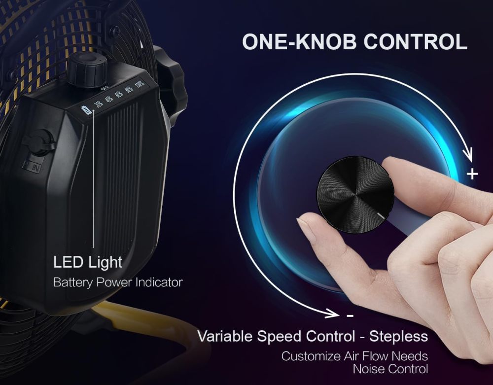 Geek Aire 16” Rechargeable Outdoor Fan, Battery Operated, Metal Blade CF2SEB