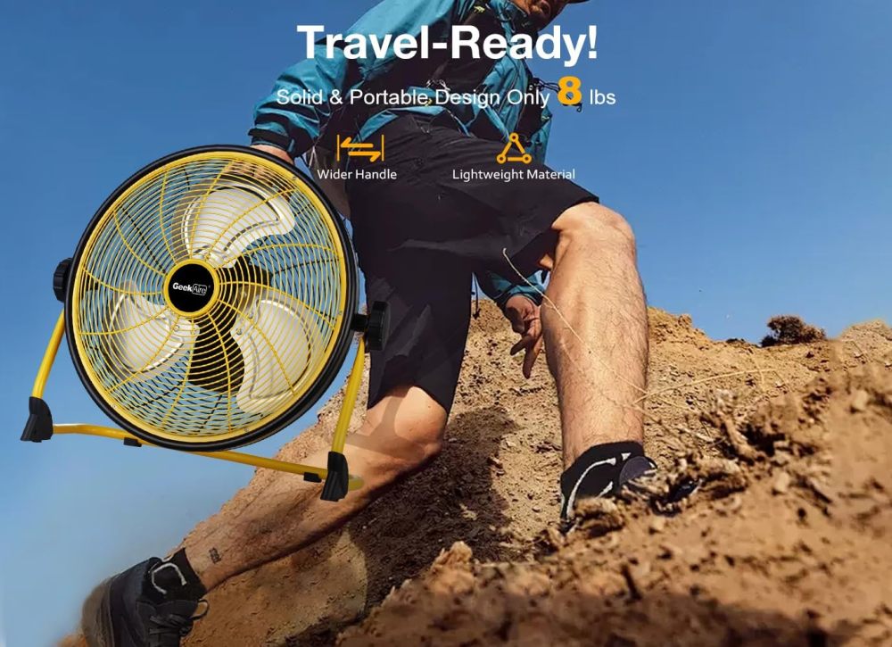 Geek Aire 16” Rechargeable Outdoor Fan, Battery Operated, Metal Blade CF2SEB