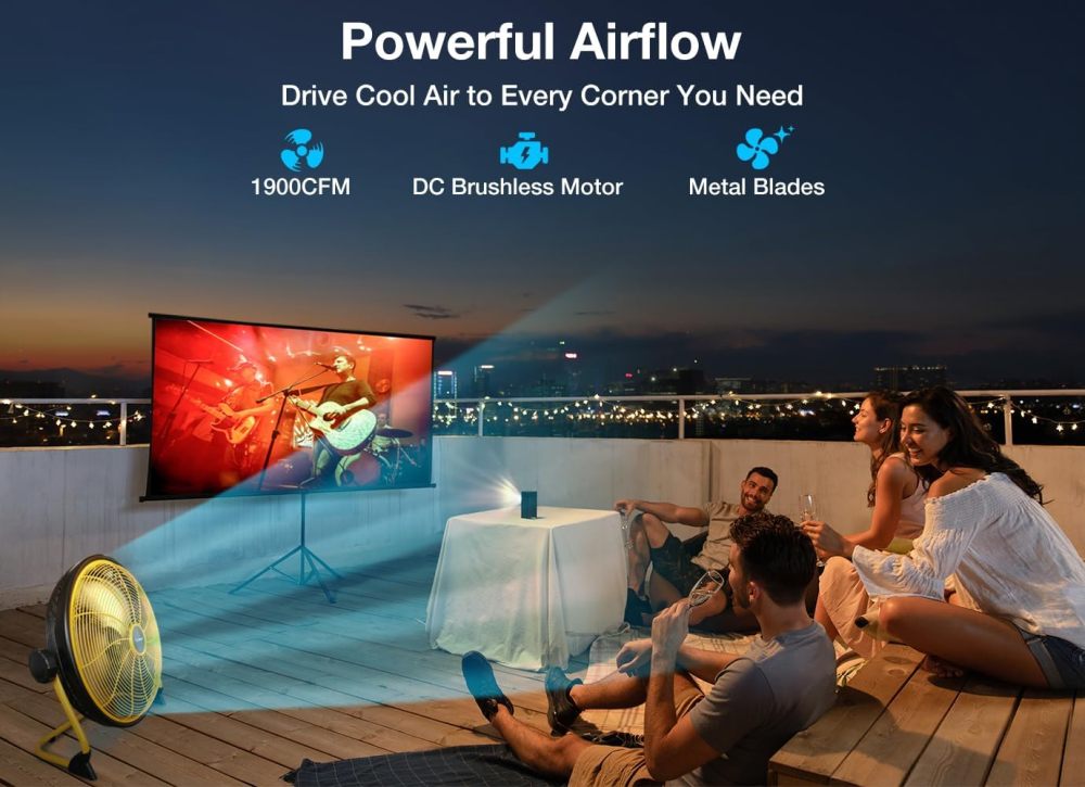 Geek Aire 16” Rechargeable Outdoor Fan, Battery Operated, Metal Blade CF2SEB