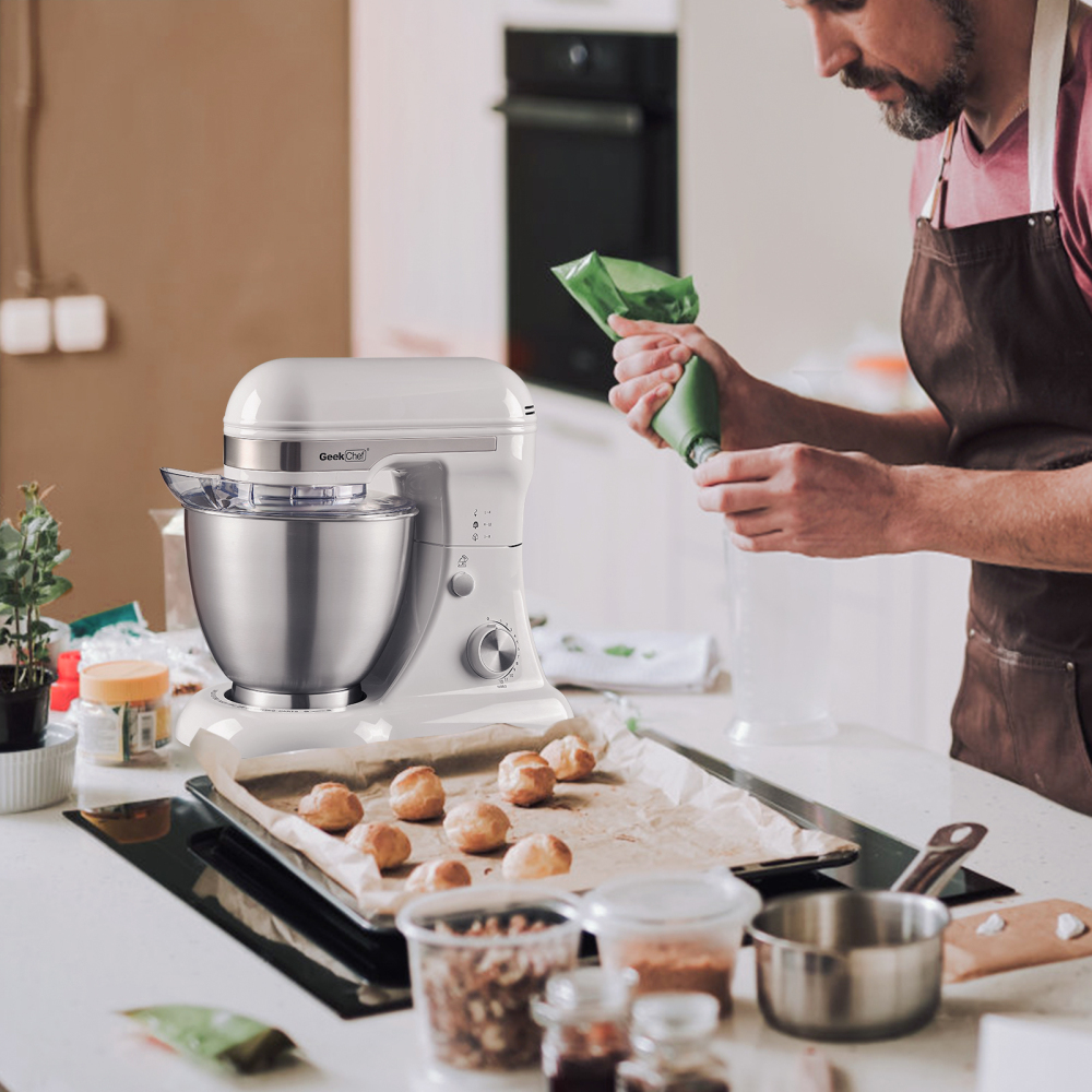 Geek Chef Electric 4.8QT Stand Mixer, 12 Speeds Tilt-head Food Mixer with Dough Hook, Whisk, Beater, Bowl, Rotary Knob for Home Kitchen