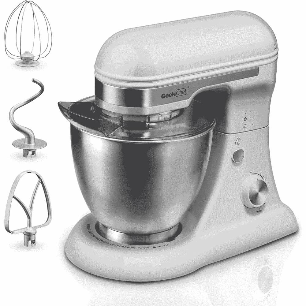 Geek Chef Electric 4.8QT Stand Mixer, 12 Speeds Tilt-head Food Mixer with Dough Hook, Whisk, Beater, Bowl, Rotary Knob for Home Kitchen
