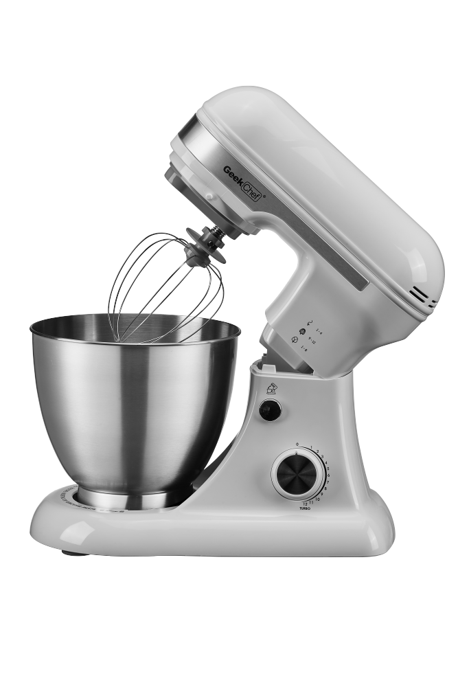 Geek Chef Electric 4.8QT Stand Mixer, 12 Speeds Tilt-head Food Mixer with Dough Hook, Whisk, Beater, Bowl, Rotary Knob for Home Kitchen