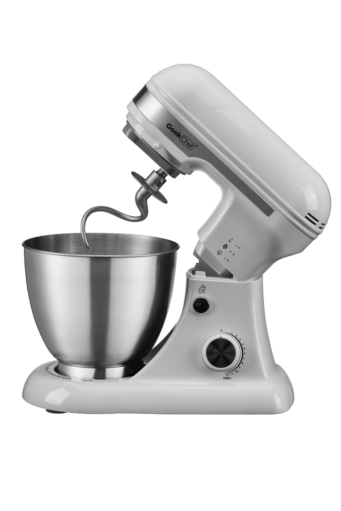 Geek Chef Electric 4.8QT Stand Mixer, 12 Speeds Tilt-head Food Mixer with Dough Hook, Whisk, Beater, Bowl, Rotary Knob for Home Kitchen