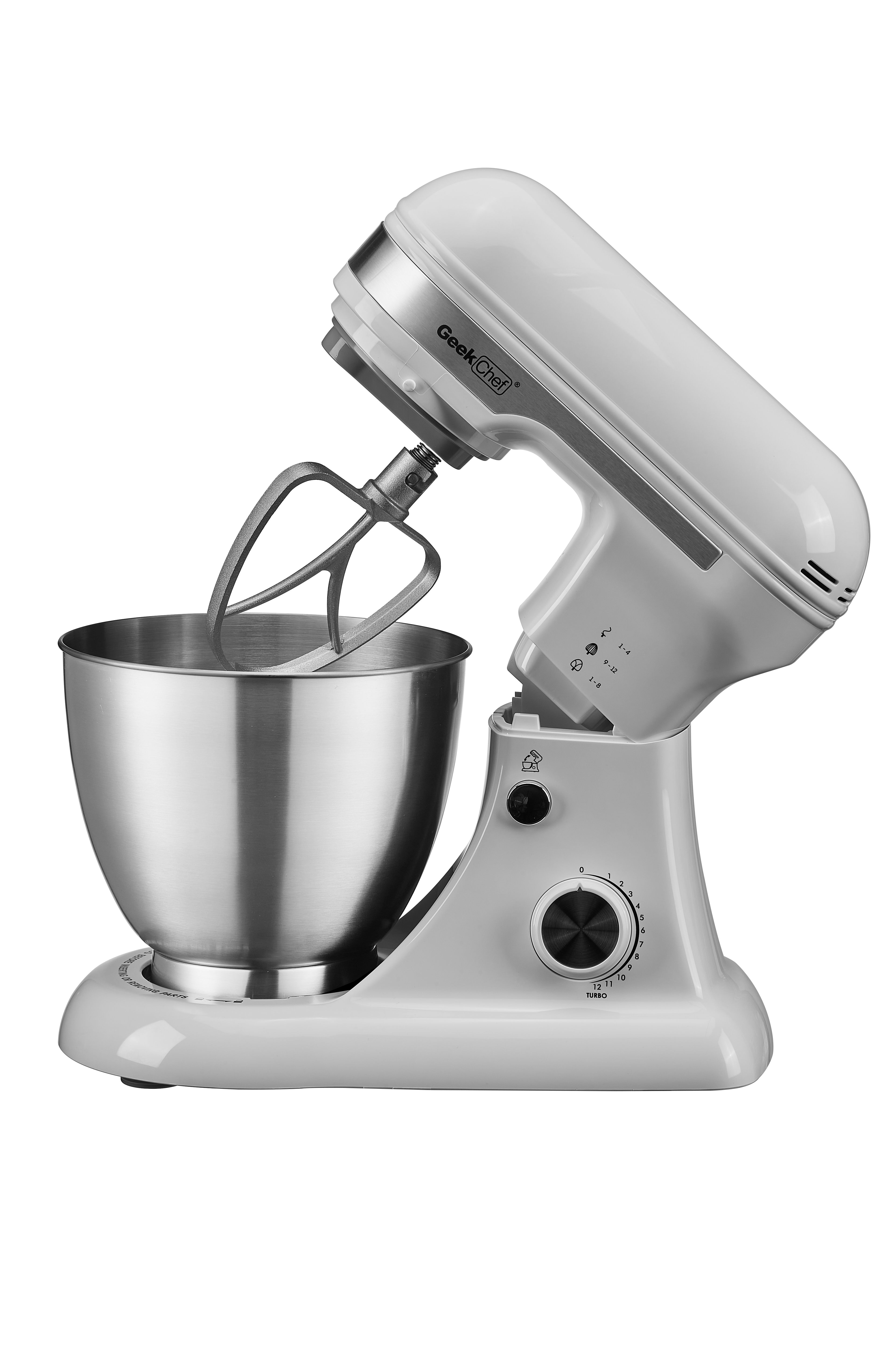 Geek Chef Electric 4.8QT Stand Mixer, 12 Speeds Tilt-head Food Mixer with Dough Hook, Whisk, Beater, Bowl, Rotary Knob for Home Kitchen
