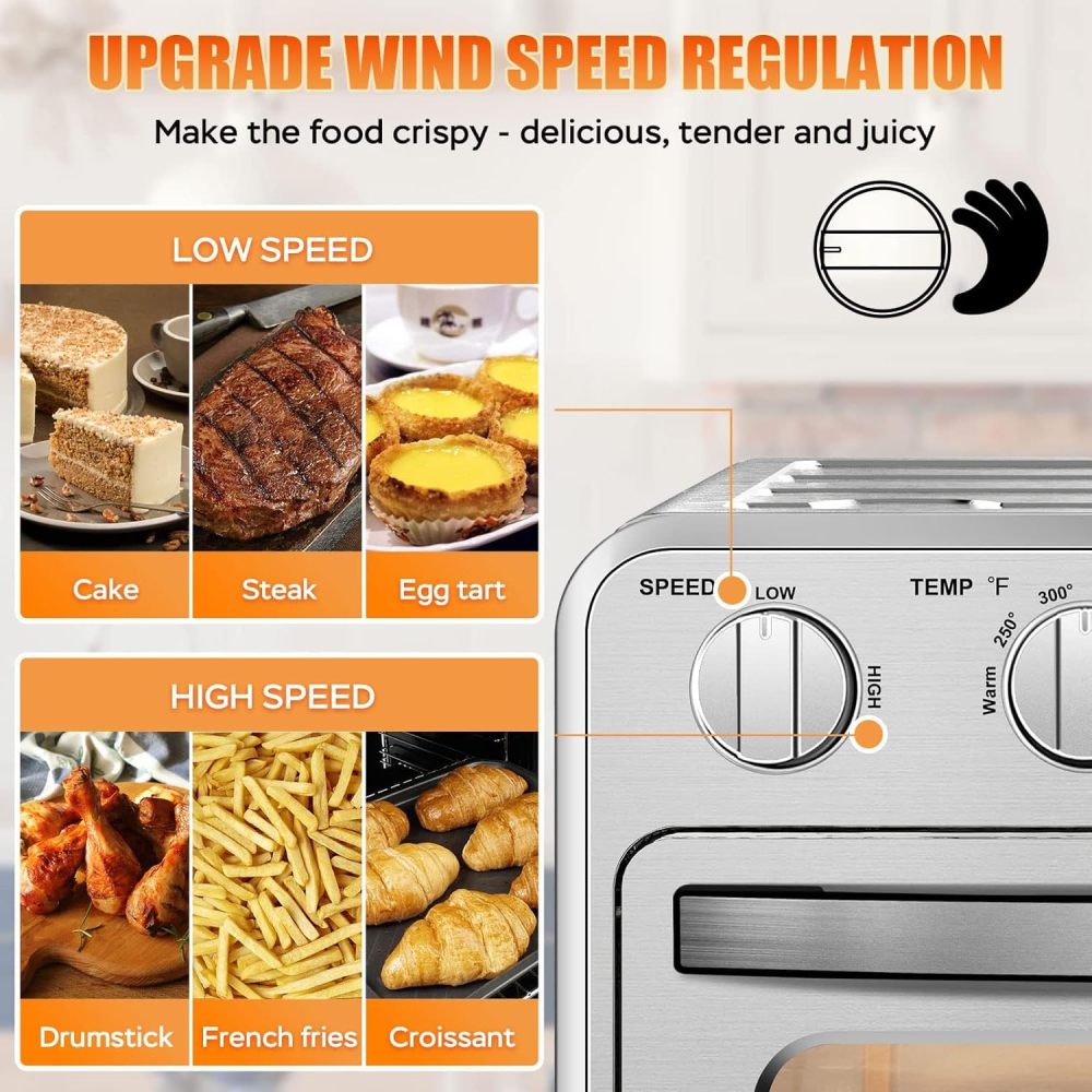 Geek Chef Air Fryer, 16QT Air Fryer Toaster Oven Combo Stainless Steel GTO16