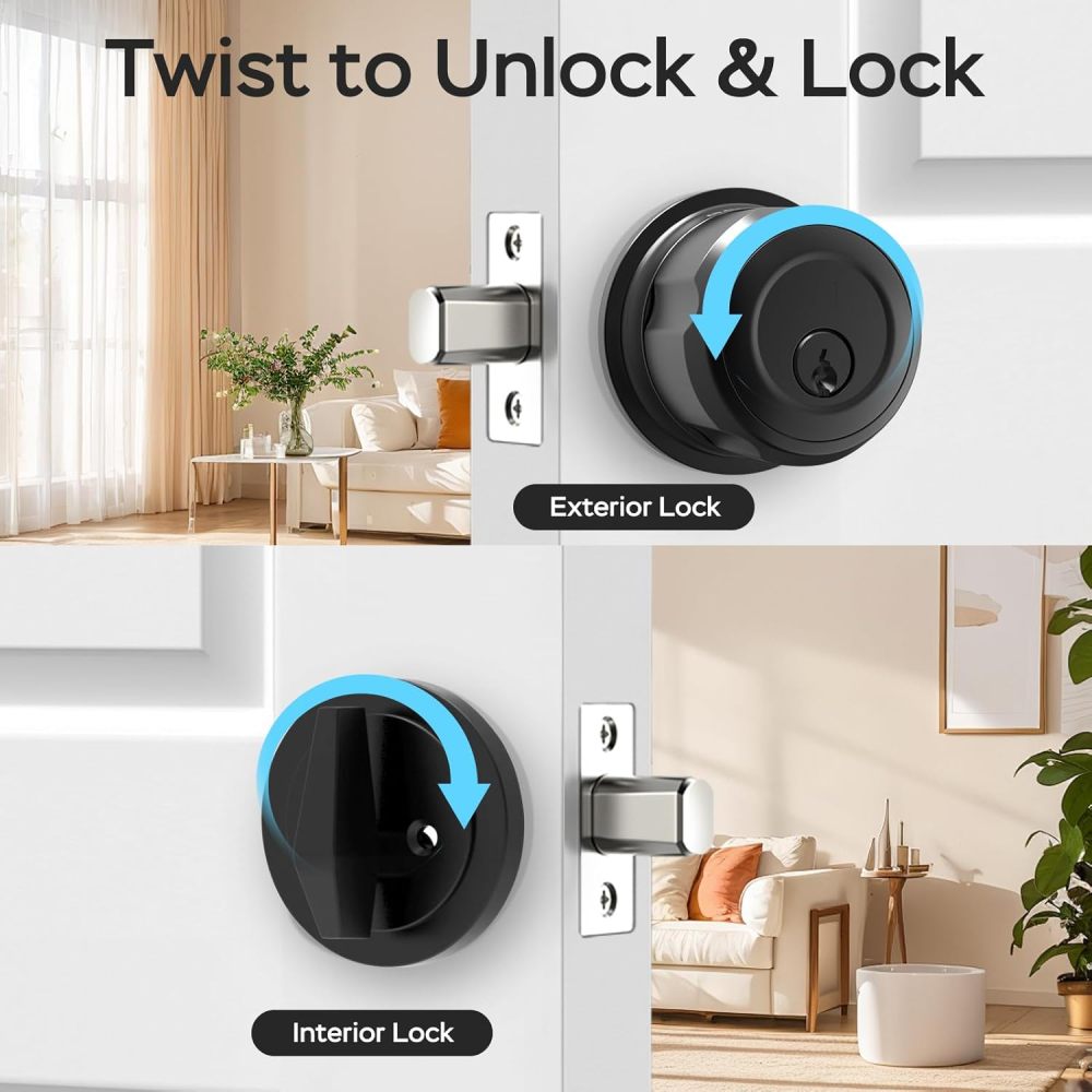 GeekTale Fingerprint Deadbolt Lock with Gateway, Smart Security, Seamless Control, Built for Modern Homes, F08-B+G3