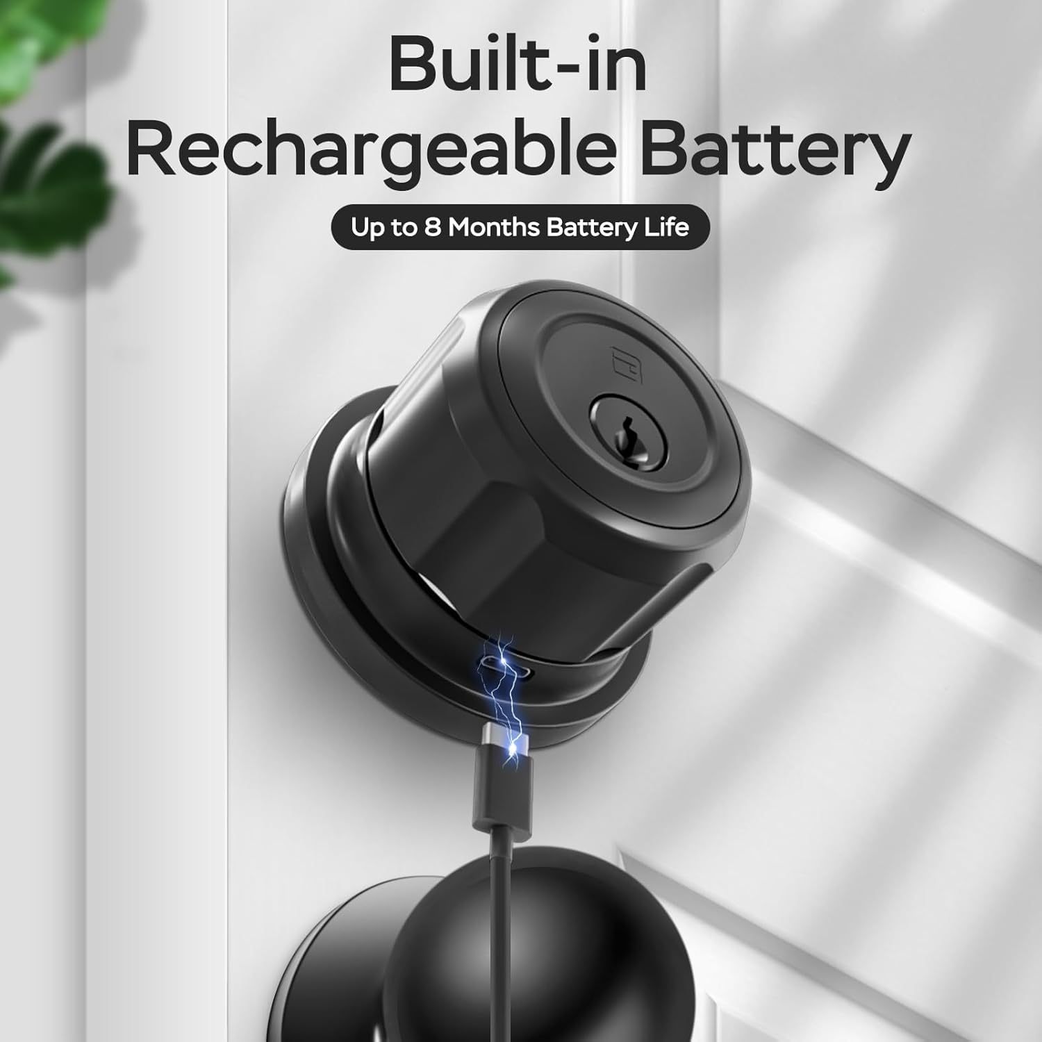 GeekTale Fingerprint Deadbolt with Passage Door Knob, Smart Access, Clean Design, Complete Entry Control, F08-B+MKB