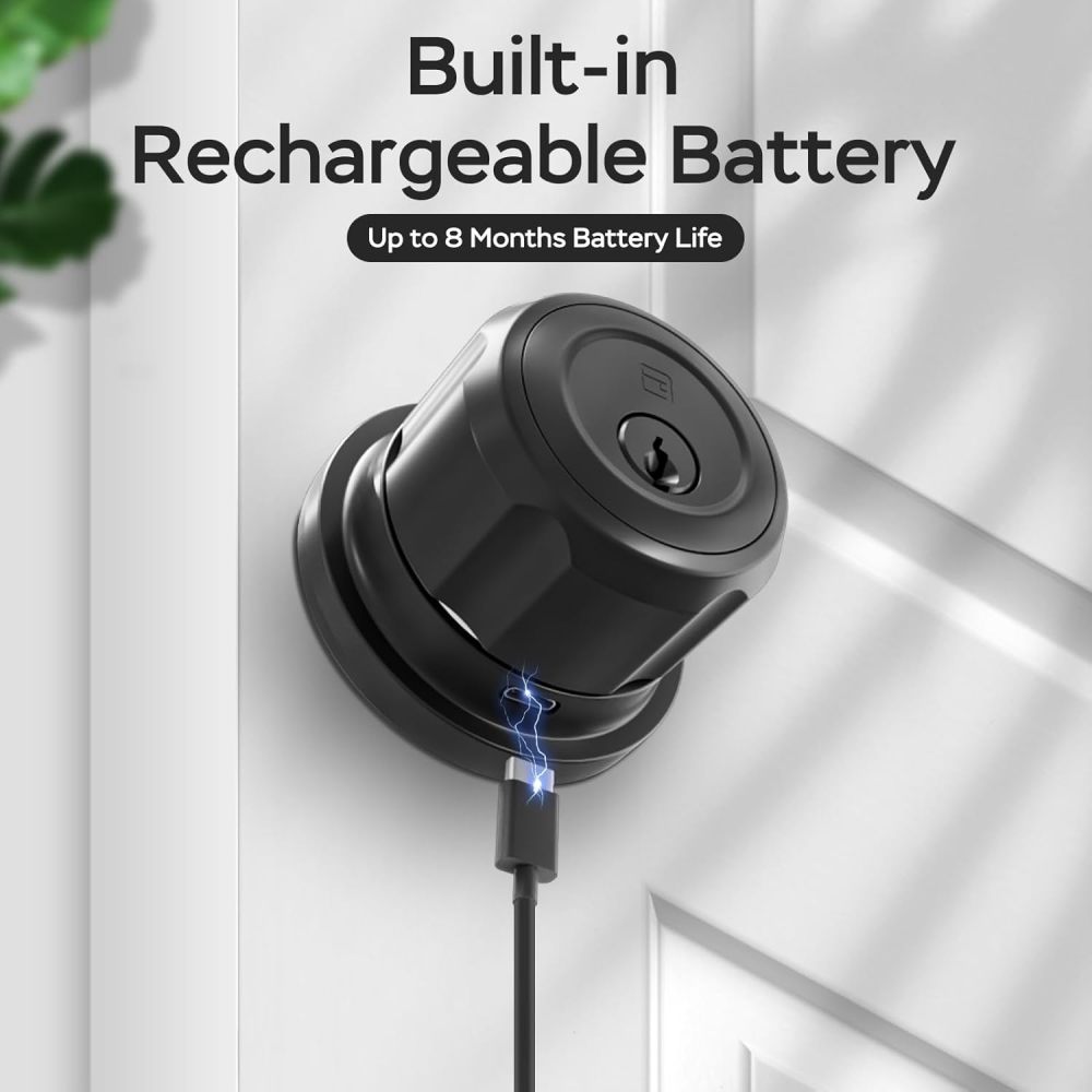 GeekTale Fingerprint Deadbolt Lock with Gateway, Smart Security, Seamless Control, Built for Modern Homes, F08-B+G3