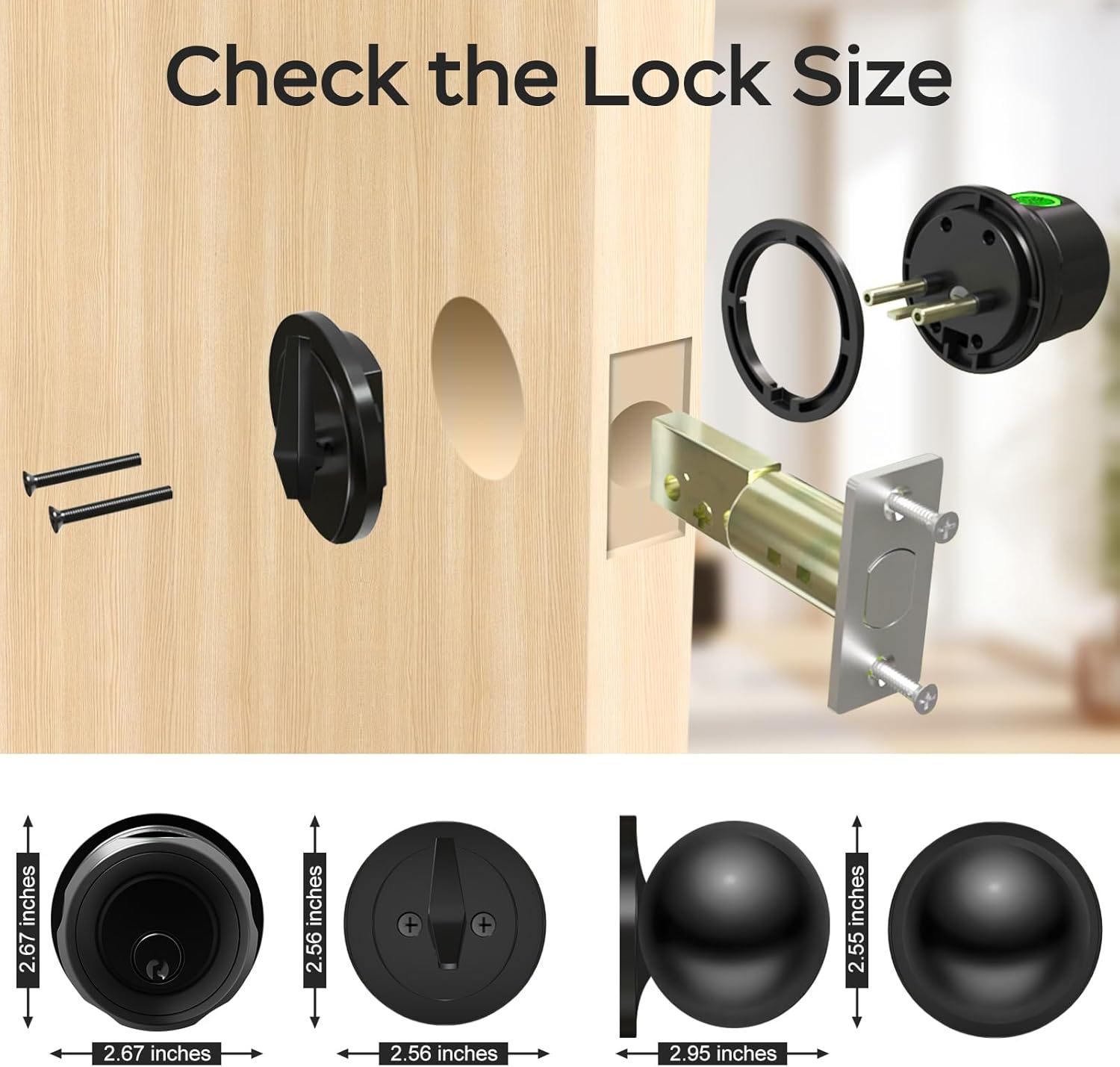GeekTale Fingerprint Deadbolt with Passage Door Knob, Smart Access, Clean Design, Complete Entry Control, F08-B+MKB